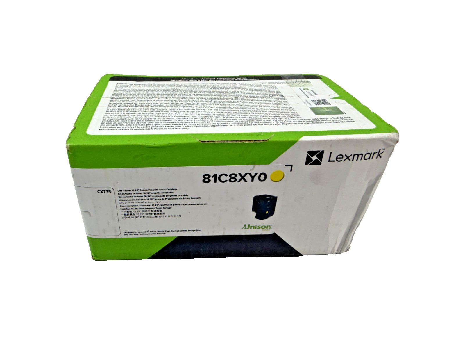 Lexmark 81C8XY0 One Yellow 16.2K Return Program Toner Cartridge NEW SEALED