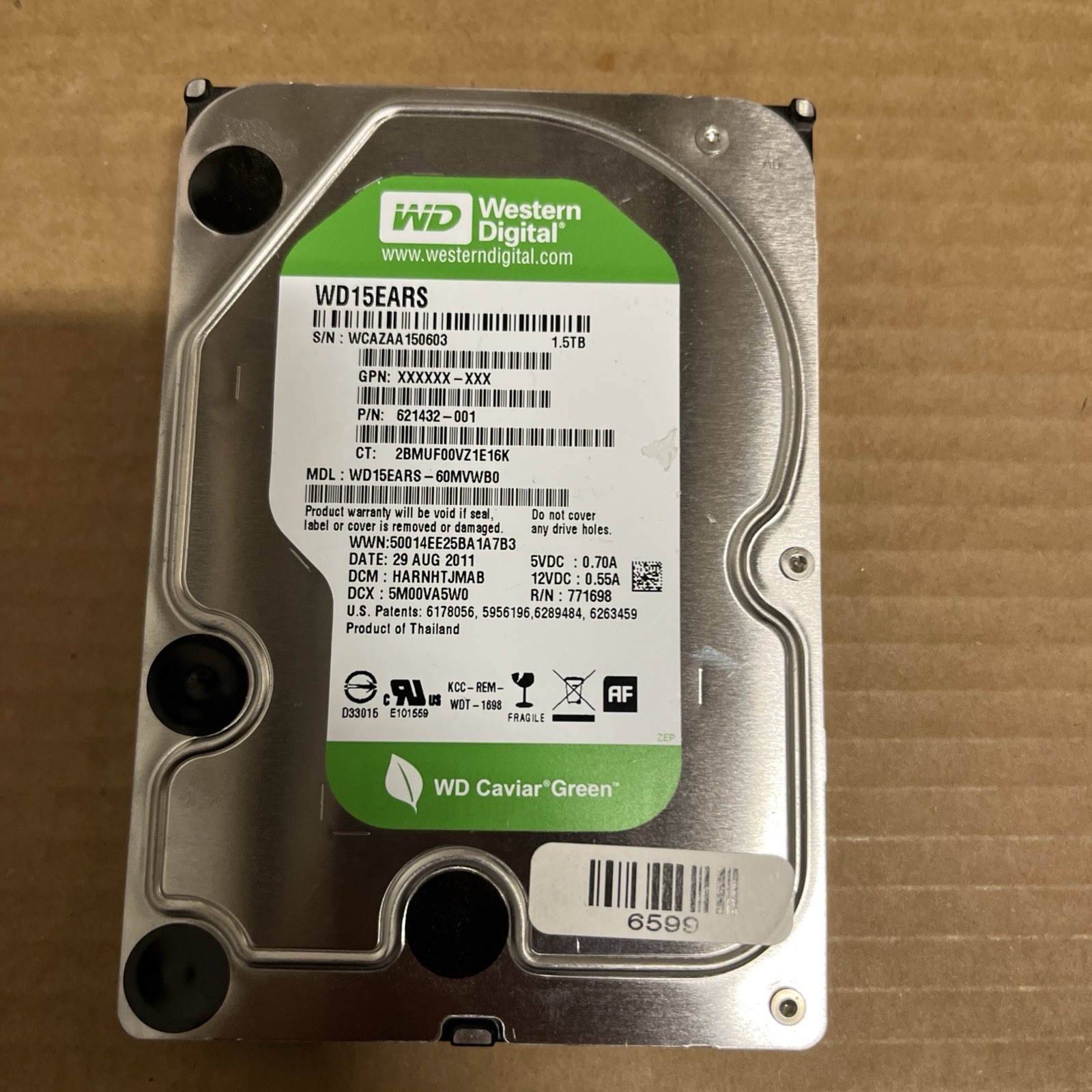 1.5TB SATA Western Digital 3.5" WD Green 3Gbps 5.4K RPM Enterprise Hard Drive