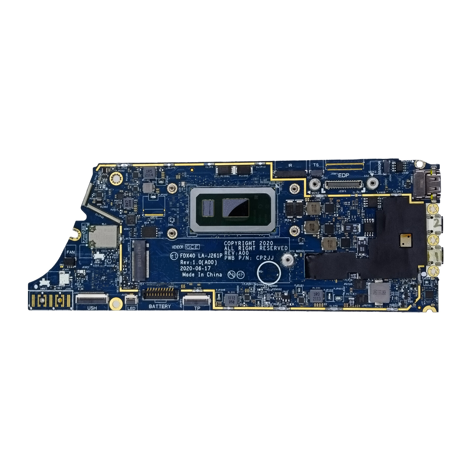 0YKPPF For Dell Latitude 7410 Motherboard LA-J261P SRGKV i7-10610U 16GB AX201D2W