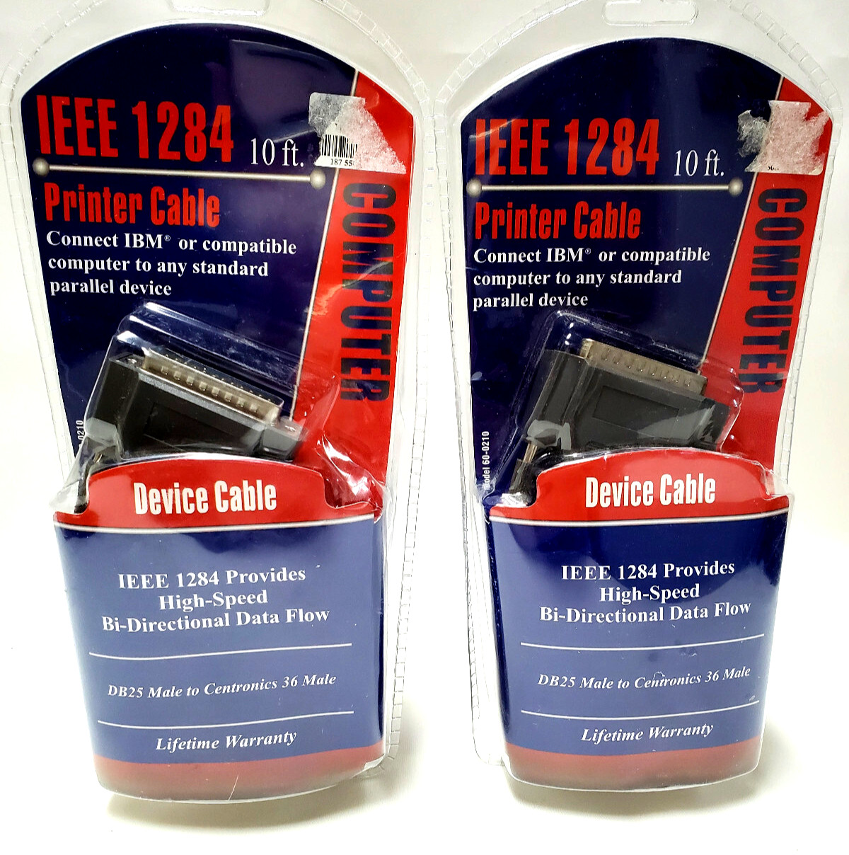 10ft IEEE 1284 Parallel Printer Cables 2 Brand New  Computer TriQuest Technology