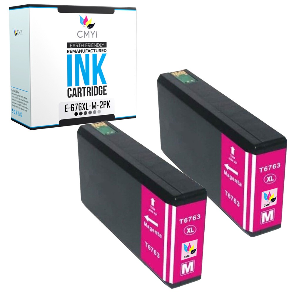 CMYi 2-PK Compatible T676XL Magenta Ink for Epson WorkForce Pro WF-4533 WF-4540