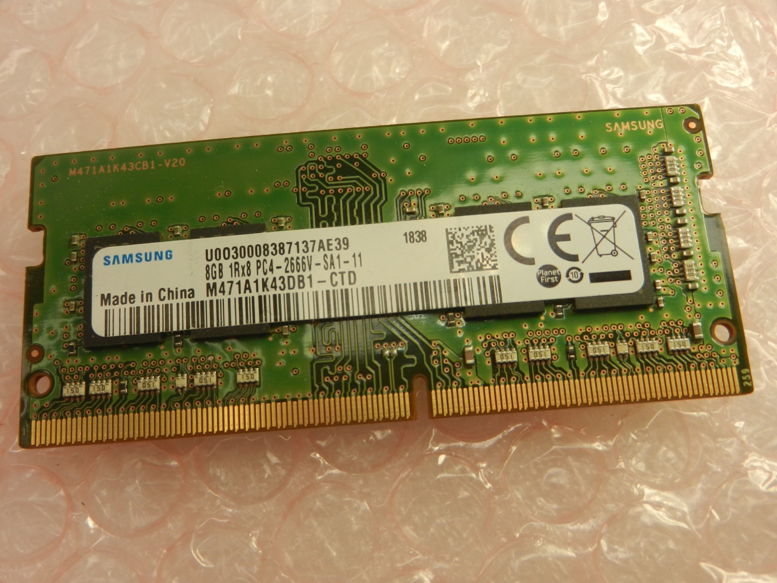 Samsung 8GB 1RX8 PC4 2666V M471A1K43DB1 DDR4 SODIMM  RAM Memory
