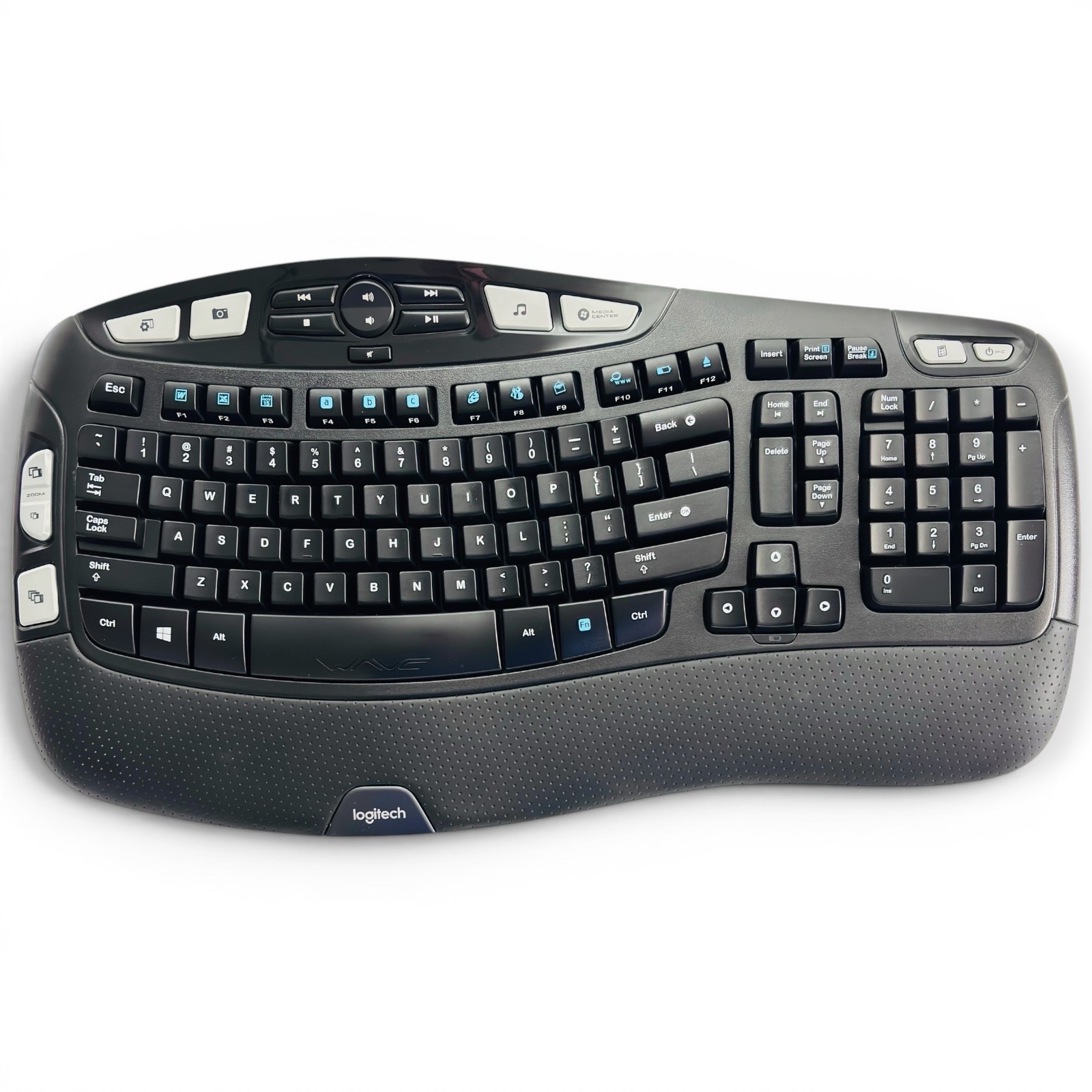 Logitech K350 Wireless Wave Ergonomic Keyboard w/ USB Unifying Receiver TESTED