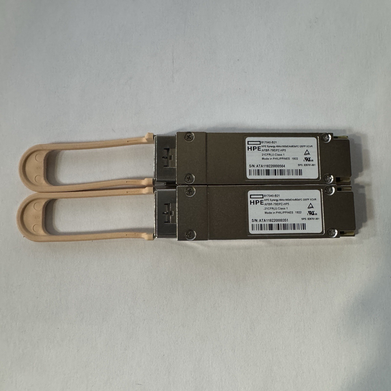 LOT OF 2 HPE Synergy 40/4x10GbE/4x8GbFC QSFP XCVR 817040-B21 826761-001
