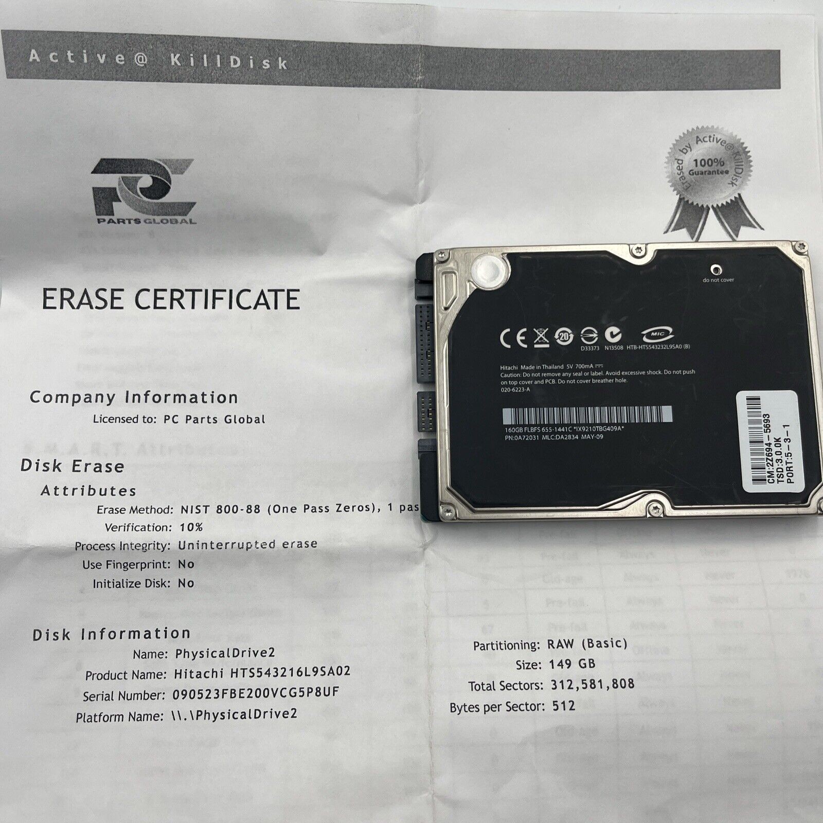 Apple 655-1441C Hitachi 0A72031 320GB 5.4k SATA 1.5Gbps 8MB Cache 2.5" HDD