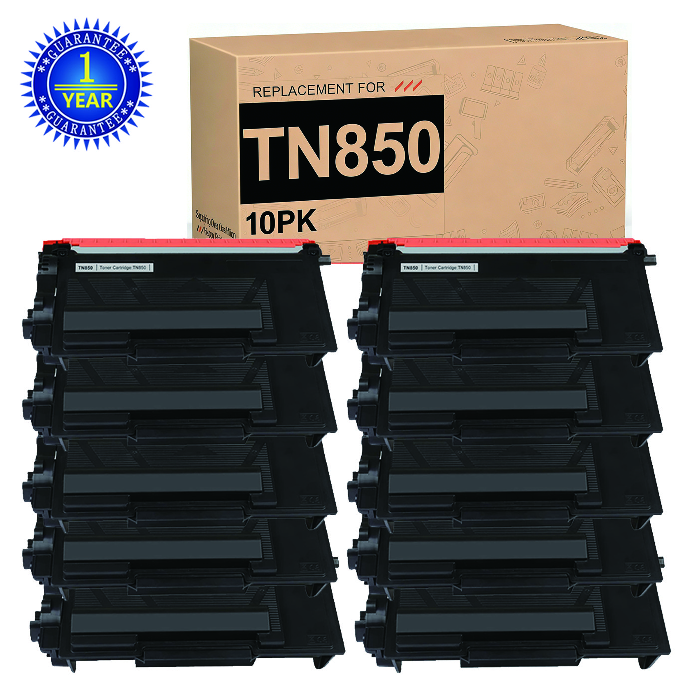 10Pk Compatible Brother TN850 Black Toner Cartridge High Yield 8k MFC L5700DW