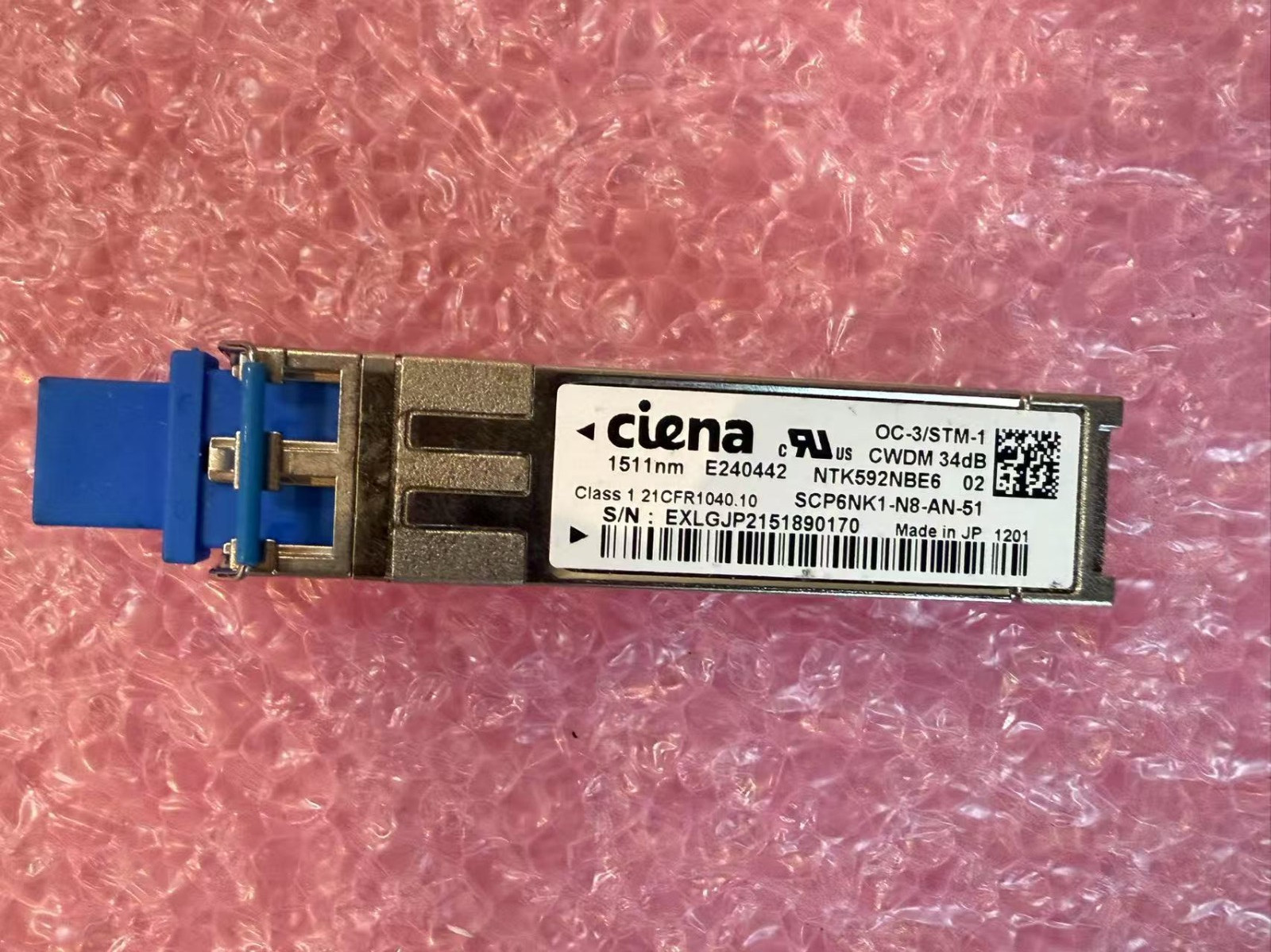 Ciena NTK592NBE6 Ciena OC-3/STM-1 CWDM 1511nm 34dB SFP WMOTCNUJAA
