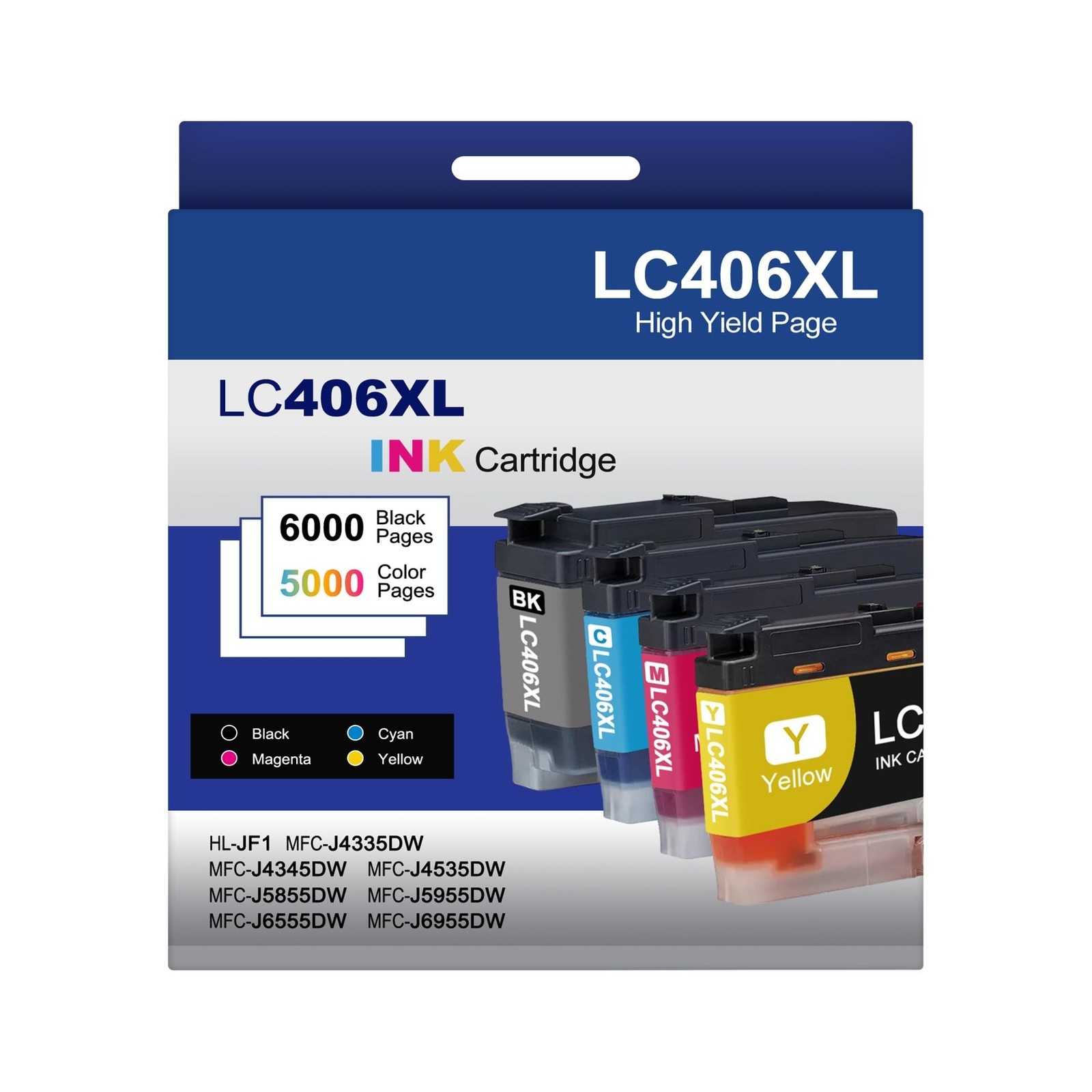4-Pack LC406XL Ink Cartridges Compatible for Brother MFC-J4335DW MFC-J5855DW ...