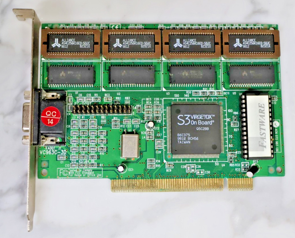 Nice Used Vintage FastWare VC963C-3D S3 Virge/Dx On Board Video Card GPU Gaming