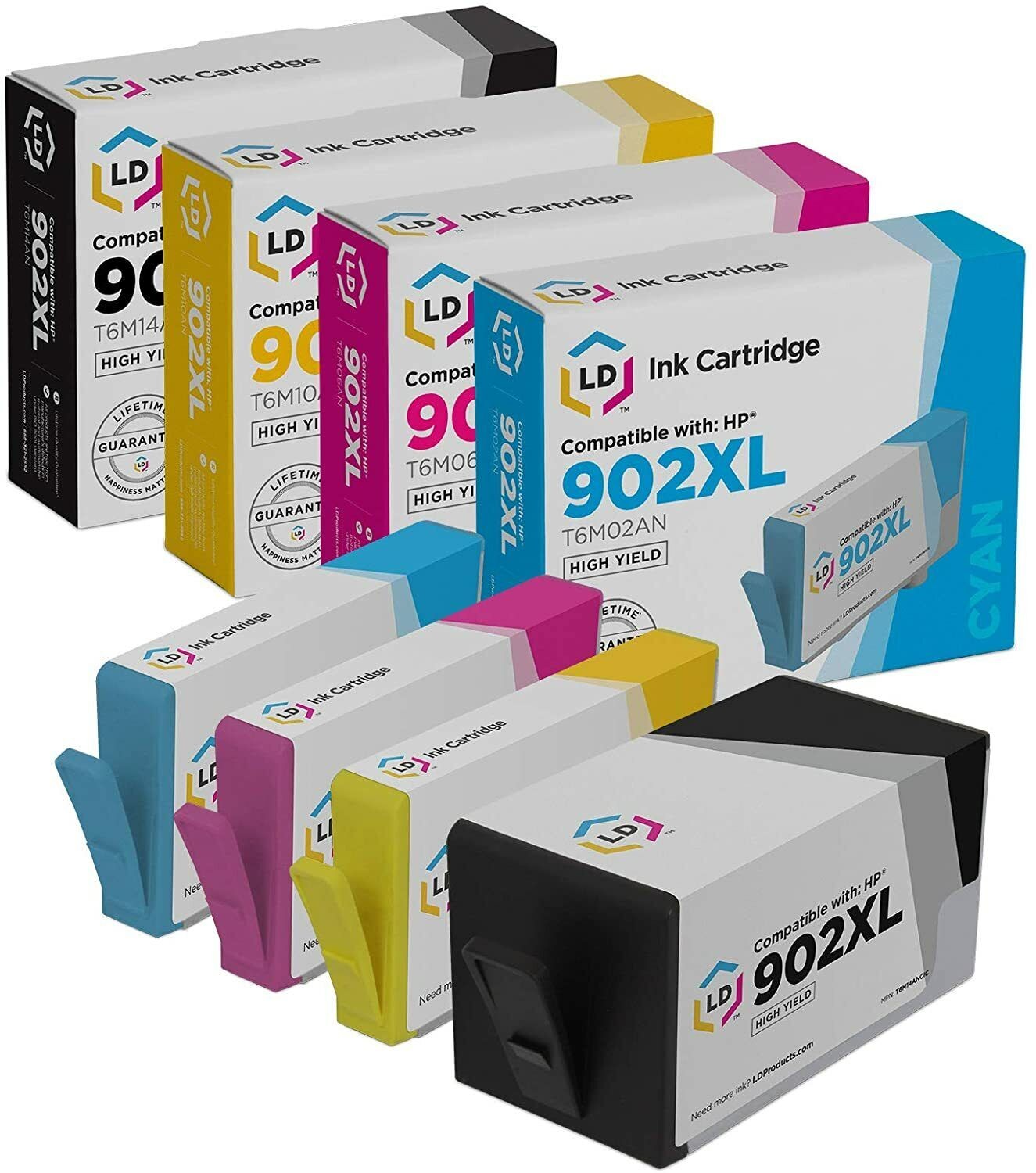 LD 4pk Comp Ink Cartridge for HP 902 902XL Black Cyan Magenta Yellow T6M14AN