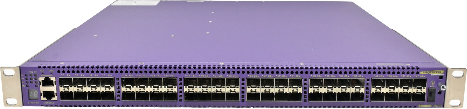 Extreme Summit X670V-48x-FB 17101 48-Port SFP+ 10GE Switch + Rack Ears 