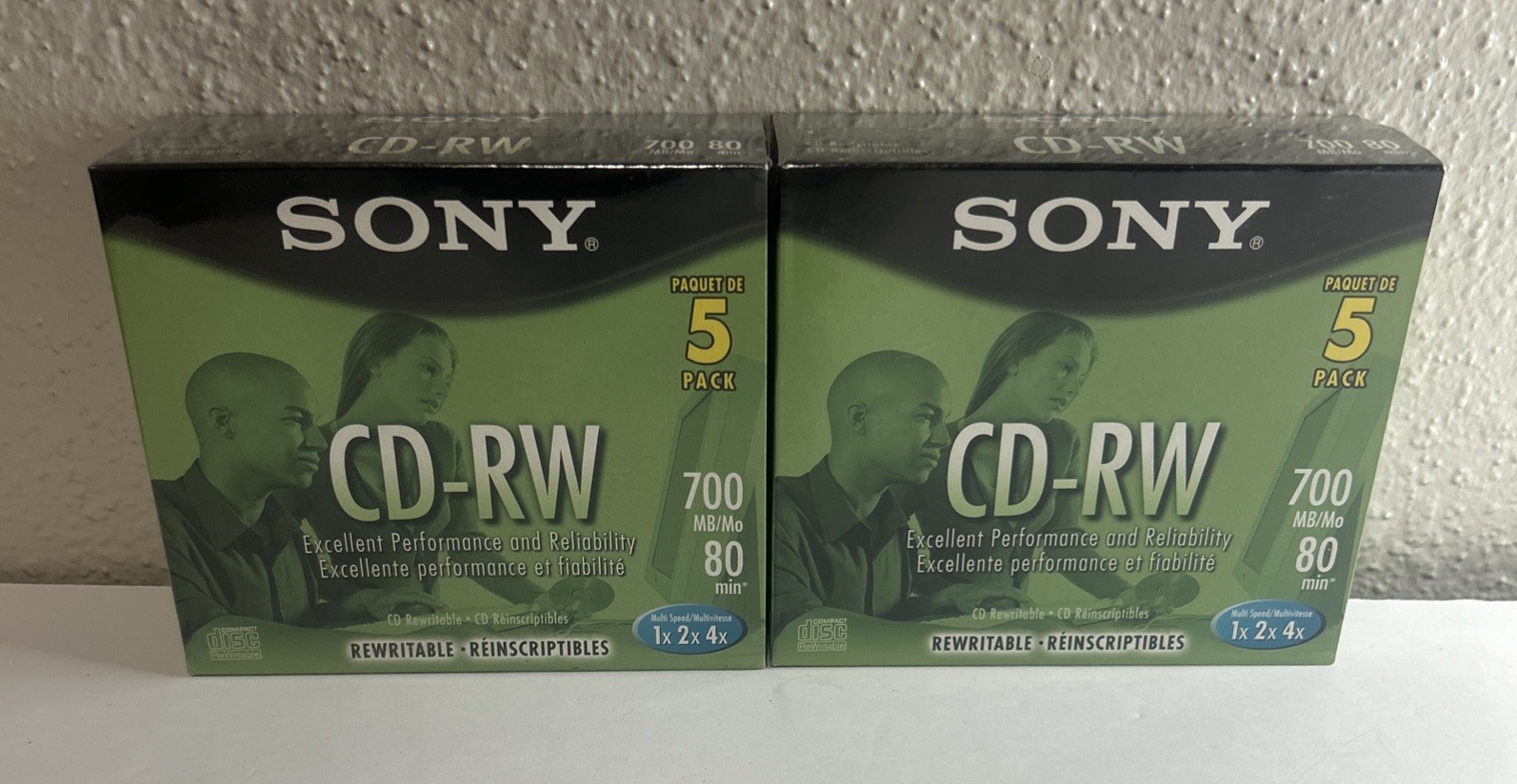 Sony CD-RW 5 Pack Blank Discs 700MB 80 Minute Rewritable New Factory Sealed(TWO)