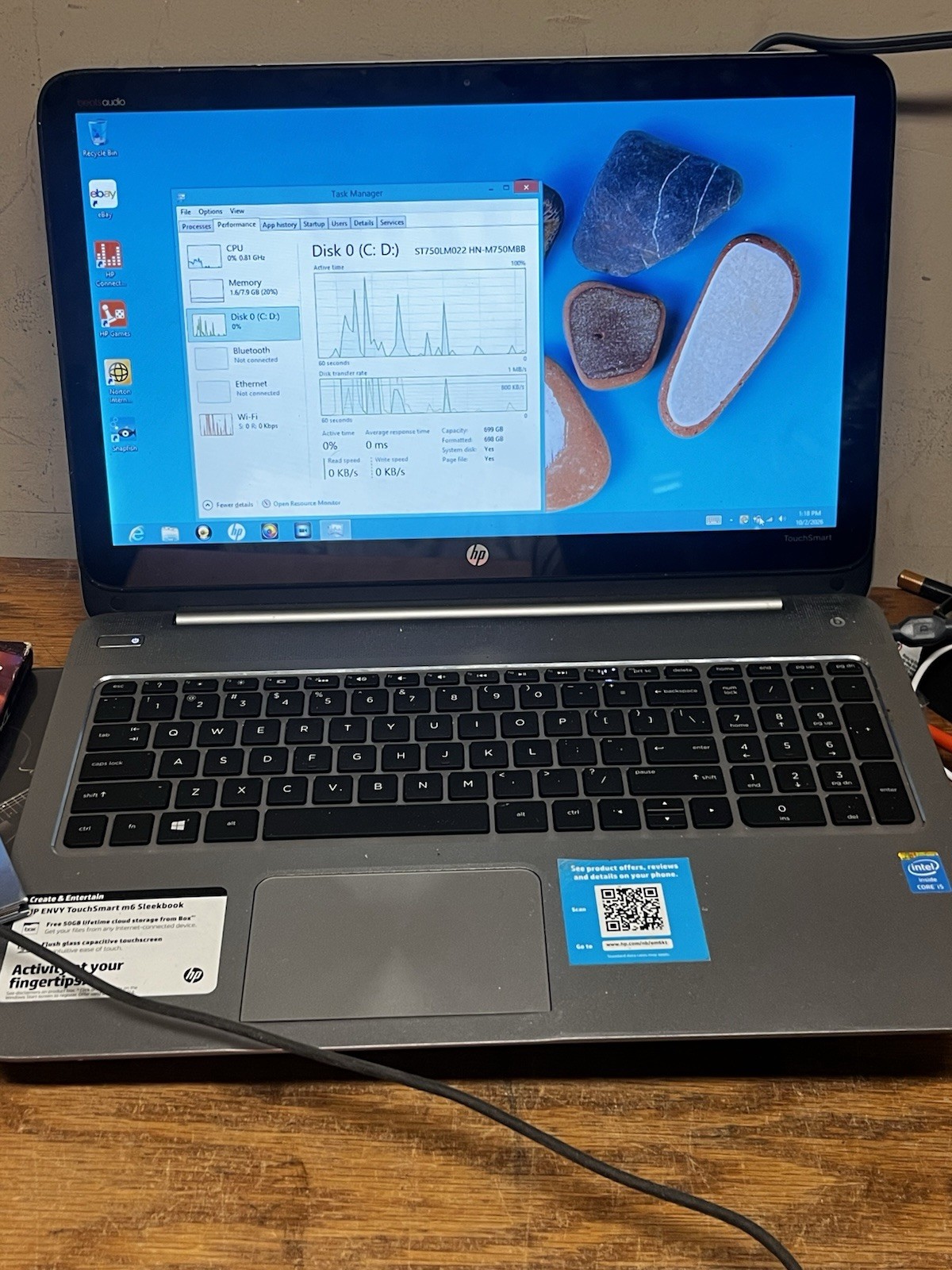 HP ENVY m6-k015dx 15.6" i5-4200U 1.6GHz 8GB RAM 750GB HDD Touch Screen