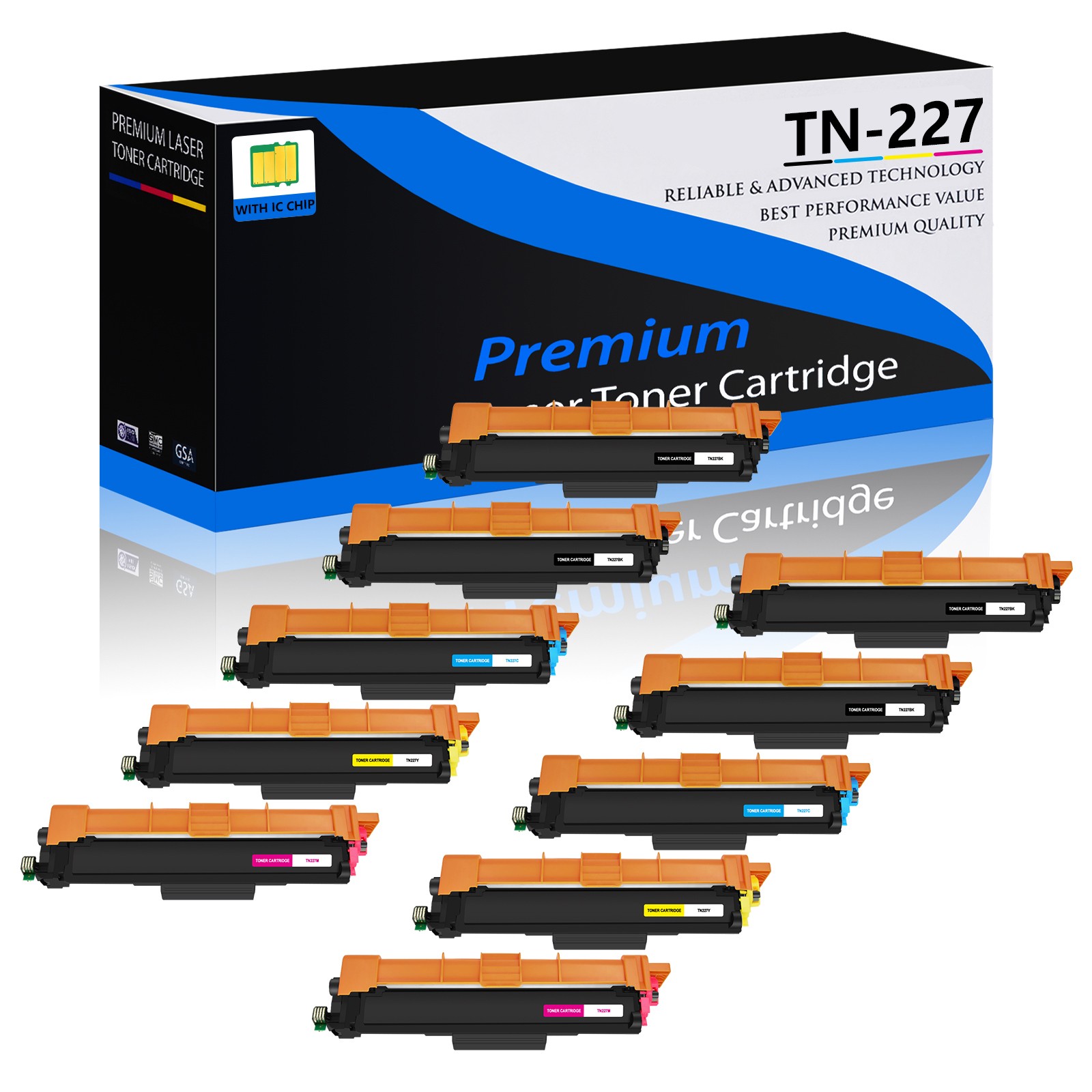 10PK TN227 BCMY Color Toner for Brother MFC-L3750CDW MFC-L3770CDW MFC-L3770CDW