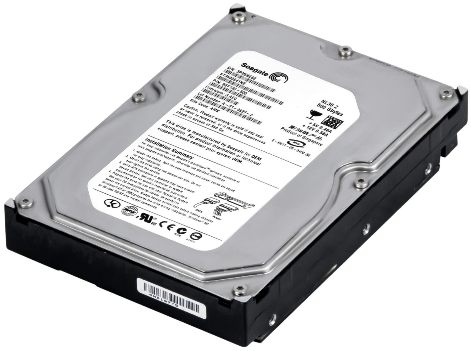HARD DRIVE SEAGATE NL35.2 ST3500641NS 500GB 7200RPM 8MB SATA II 3.5''