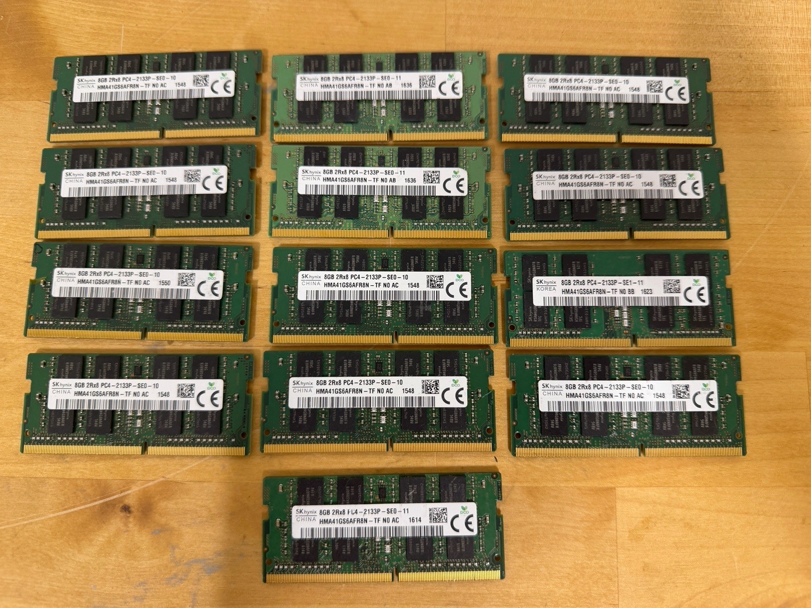 Lot of 13 SK Hynix 8GB 2Rx8 PC4-2133P Laptop RAM SO-DIMM Memory HMA41GS6AFR8N-TF