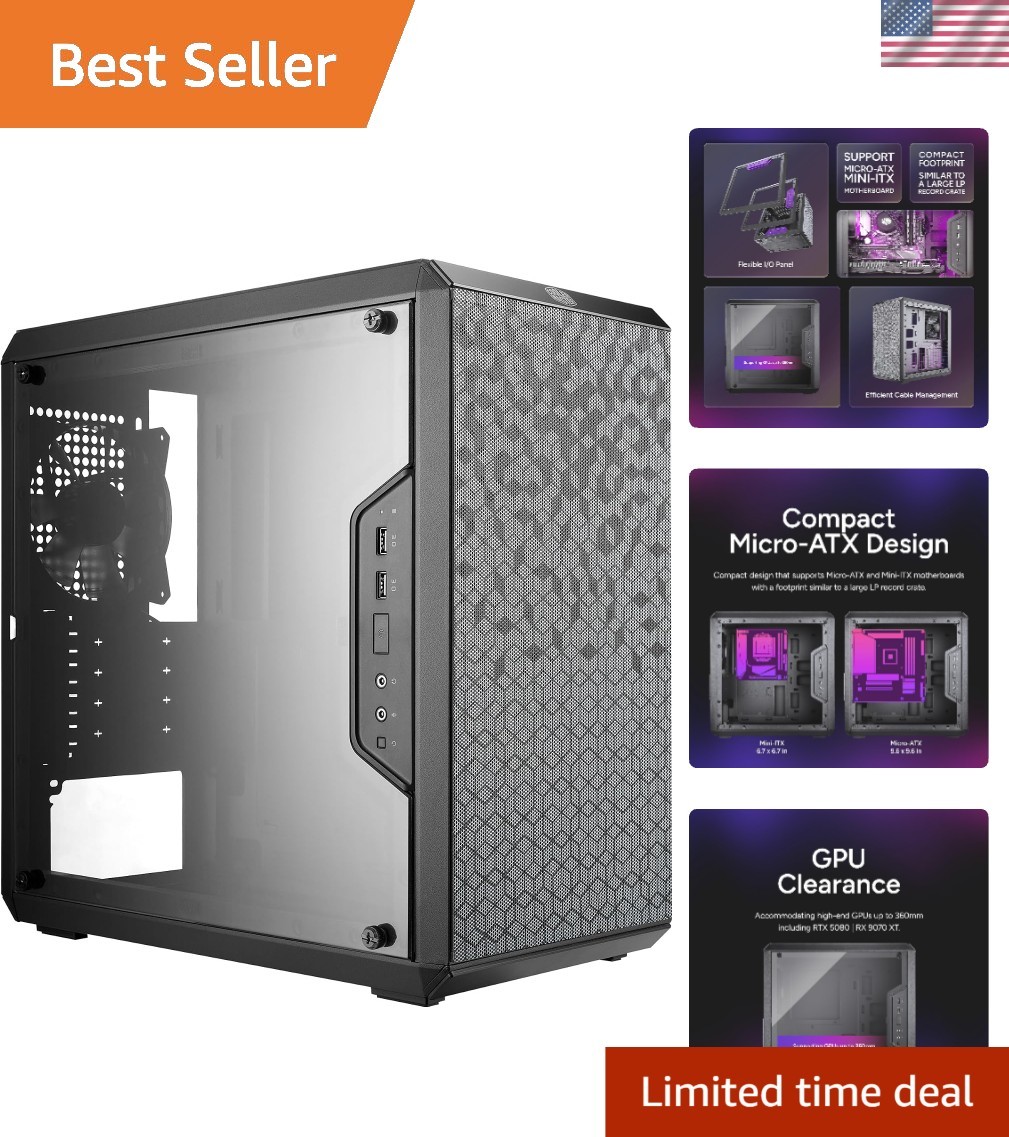 Dark Gray Q300L Micro-ATX Case with Transparent Side Panel and Efficient Cooling