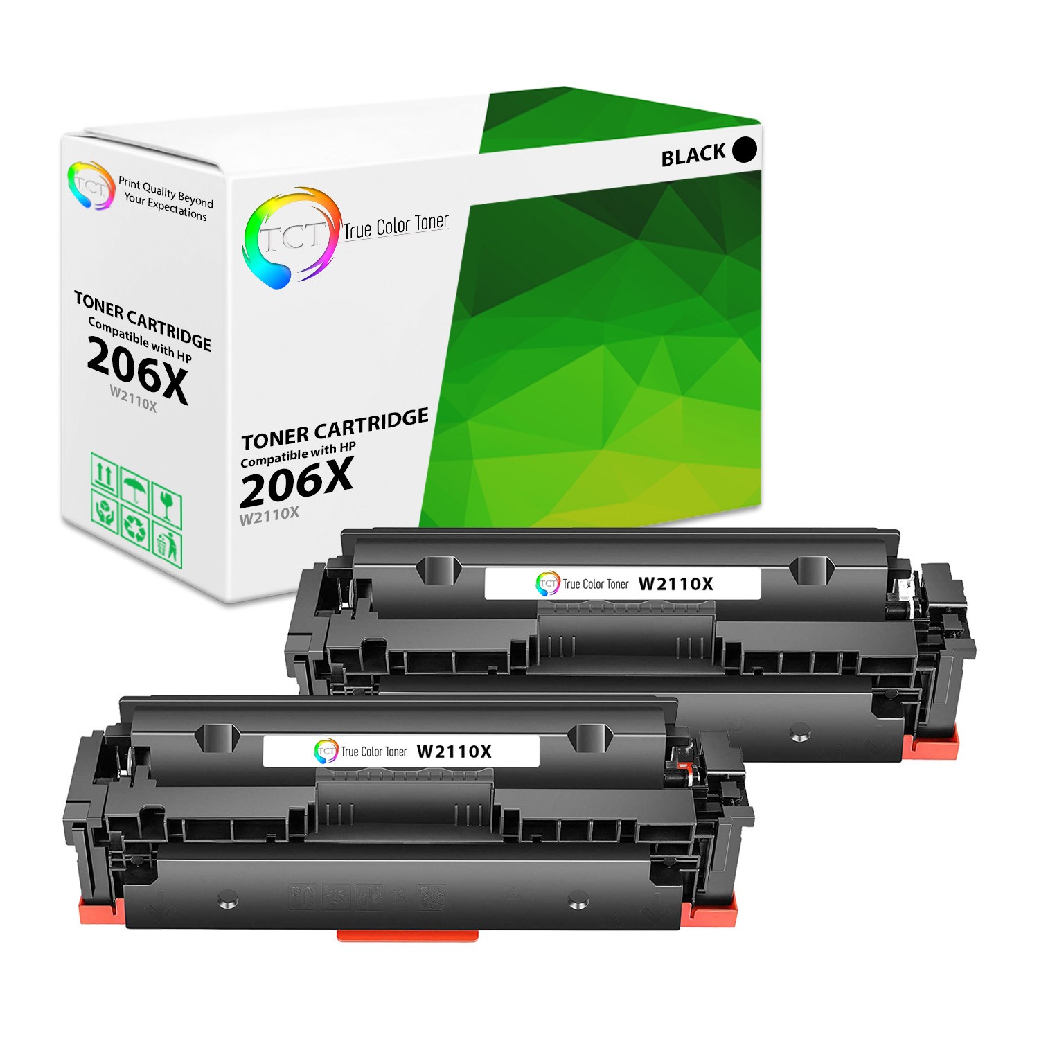 2PK TCT Premium 206X W2110X Black HY for Compatible HP LaserJet M255dw Toner