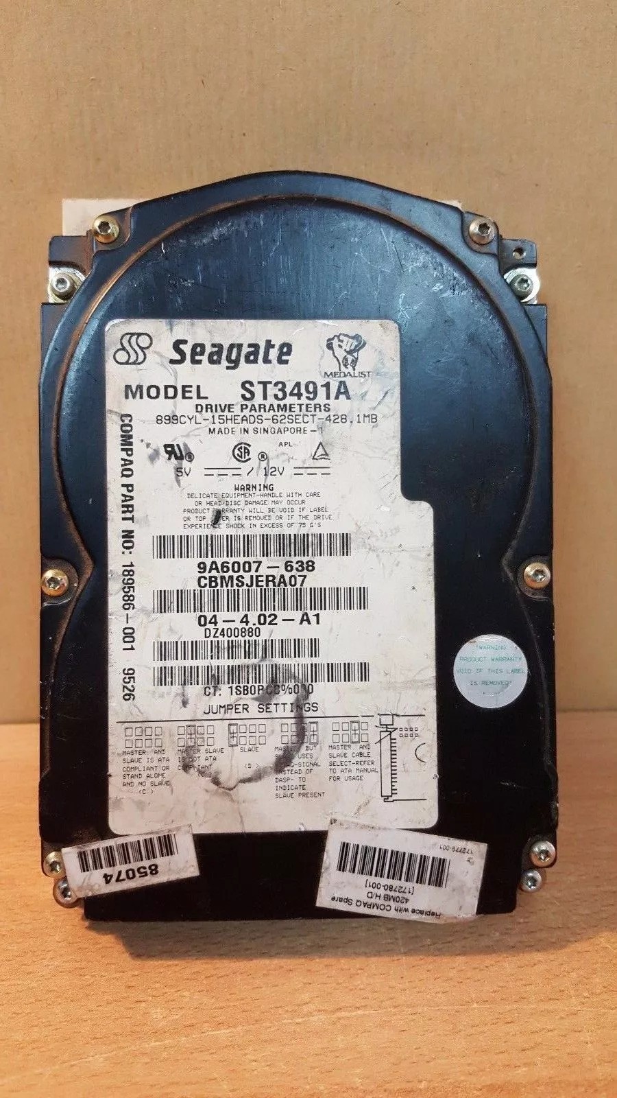 SEAGATE Medalist ST3491A 428.1MB HDD, 9A6007-638, CBMSJERA07, 04-4.02-A1 HDD