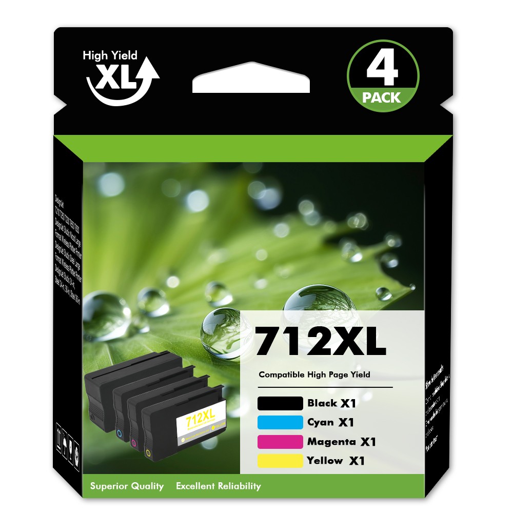 4X 712XL Ink Cartridges for HP for DesignJet T210 T230 T250 T630 T630 T650 T650