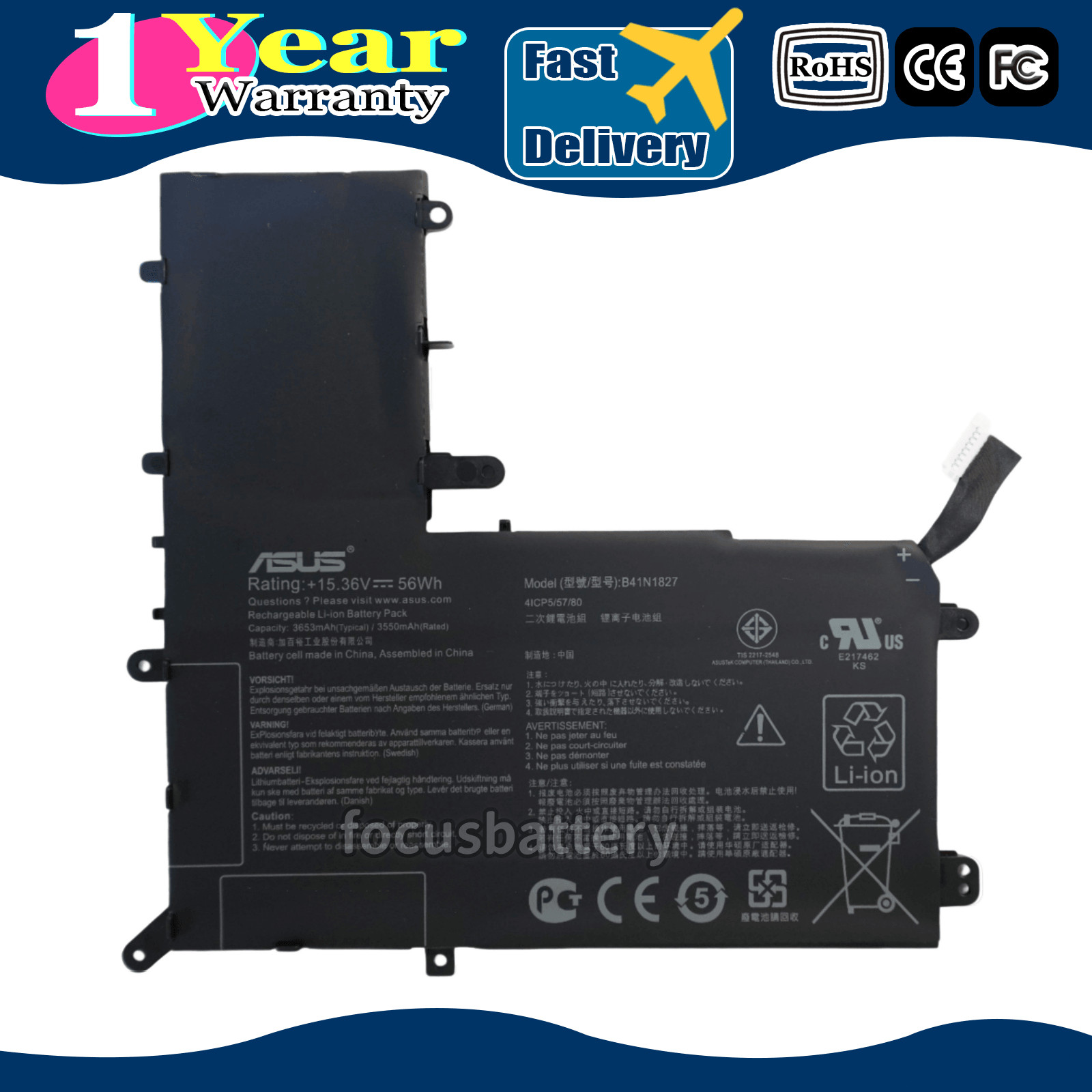 New Genuine B41N1827 Battery for Asus ZenBook Flip 15 UM562IQ Q507 Q507IQ Q526