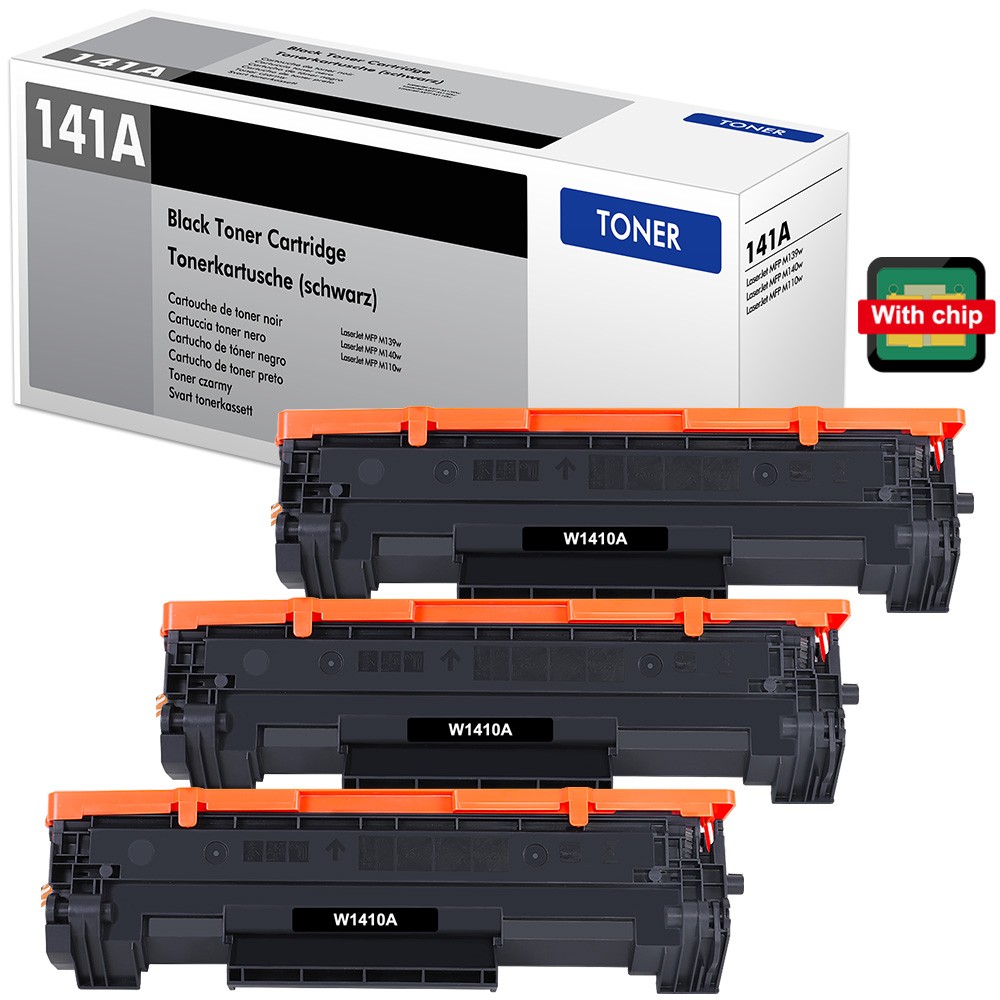 3 Pack 141A W1410A Toner WITH CHIP Fits for HP LaserJet MFP M140w M139w M110w AC