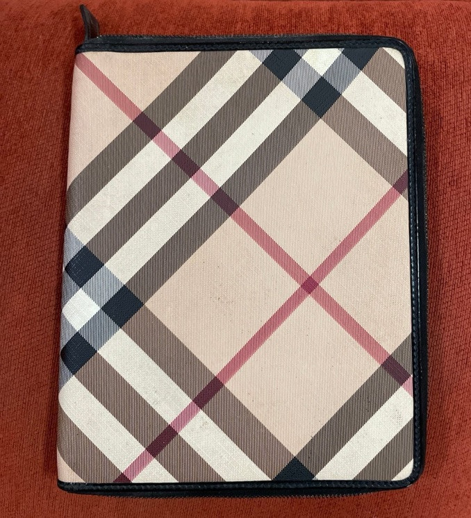 Burberry Haymarket Check Coated Logo Canvas iPad 2 Zip Cover Case black
