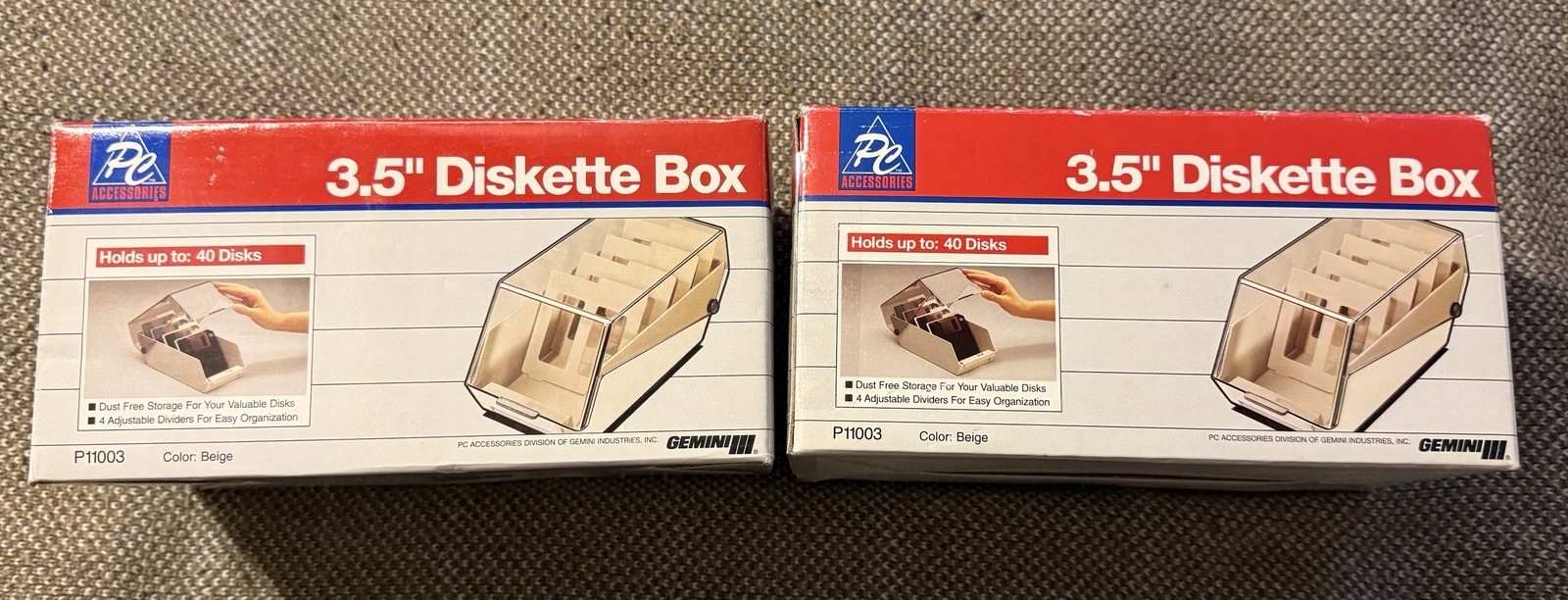 2 - Gemini PC Accessories 3.5" Holds 40 [80 Total] Beige Diskette Storage Box