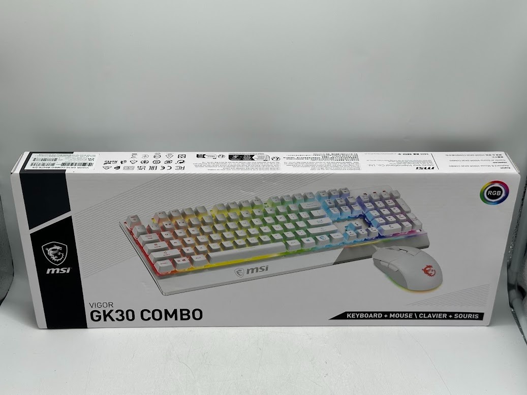 MSI Vigor GK30 Combo White, 6-Zone RGB GK30 Gaming Keyboard & GM11 Gaming Mouse