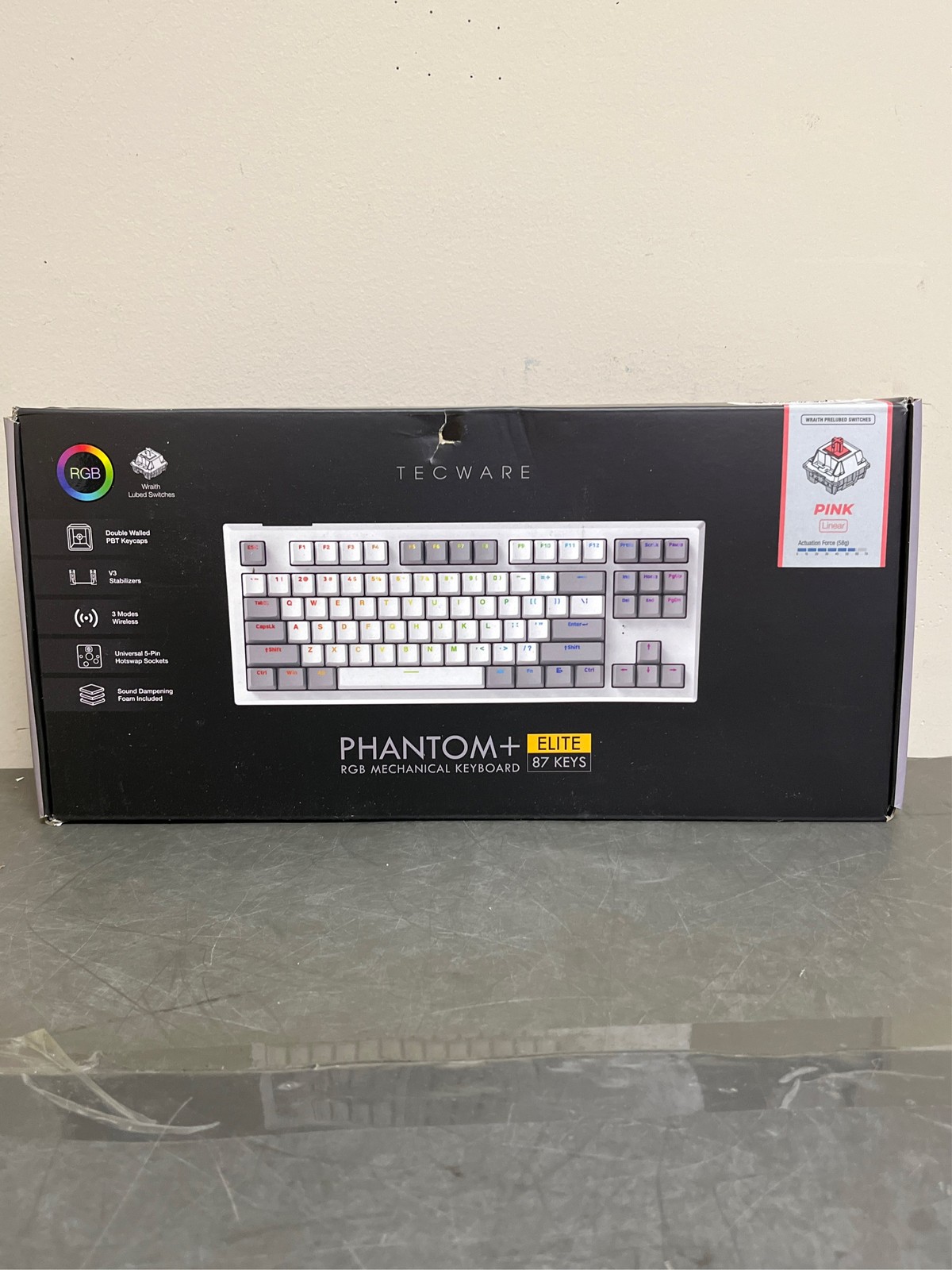 TECWARE Phantom+ Elite 87 Key RGB Mechanical Gaming Keyboard | 3 Mode Wireless B