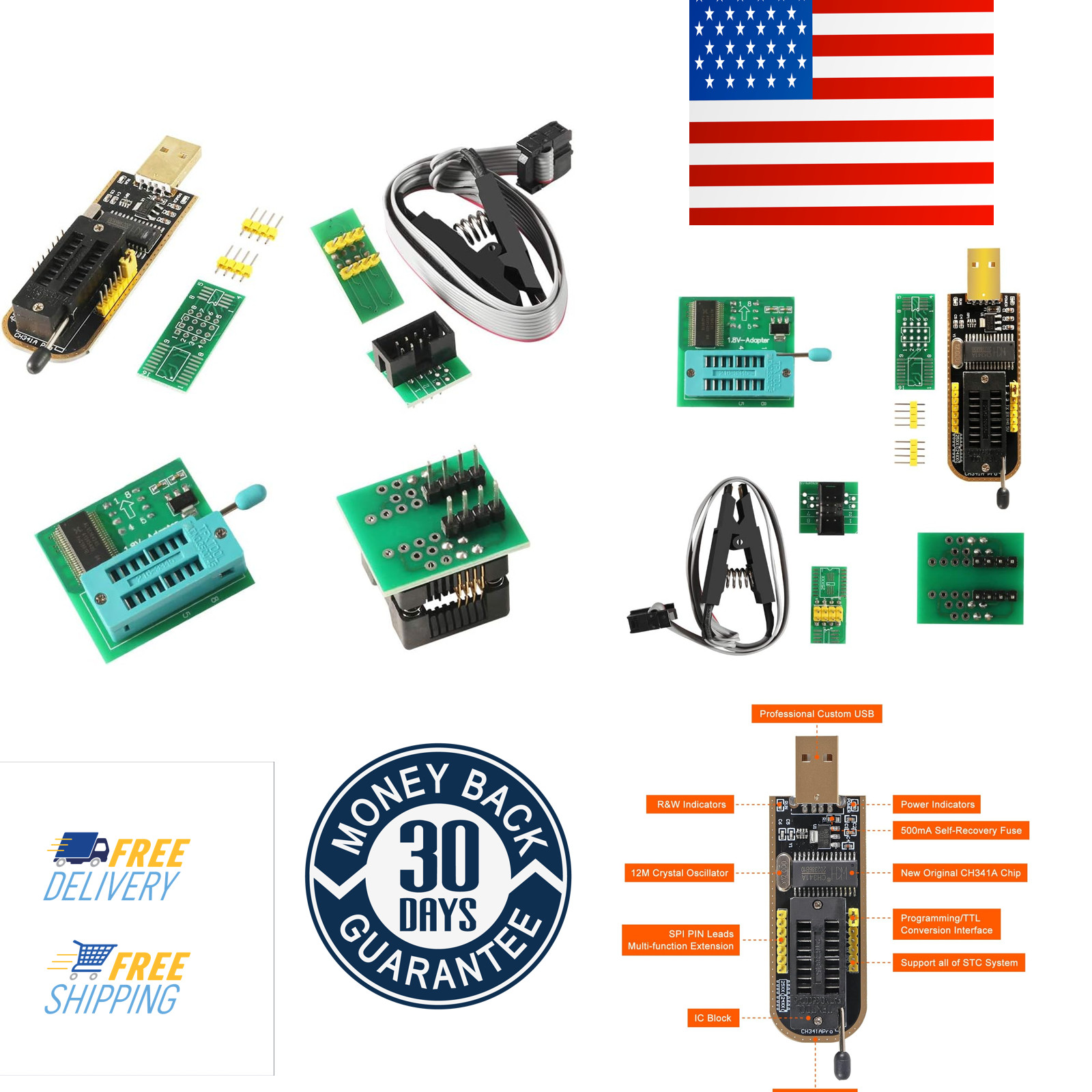 ACEIRMC SOIC8 SOP8 Test Clip For EEPROM 93CXX / 25CXX / 24CXX + CH341A 24 25