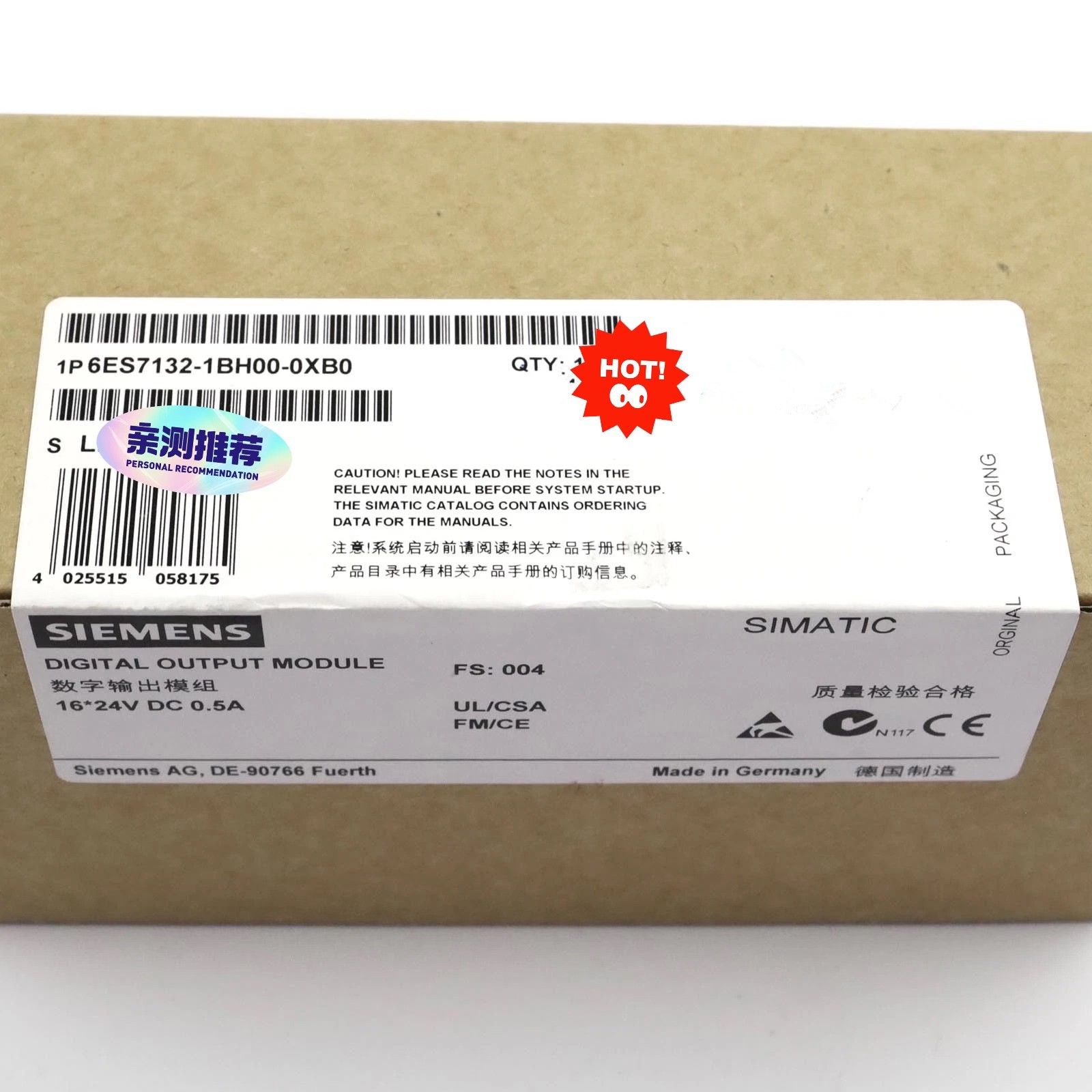 Siemens 6ES7132-1BH00-0XB0 SIMATIC PLC Module I O Output Module.
