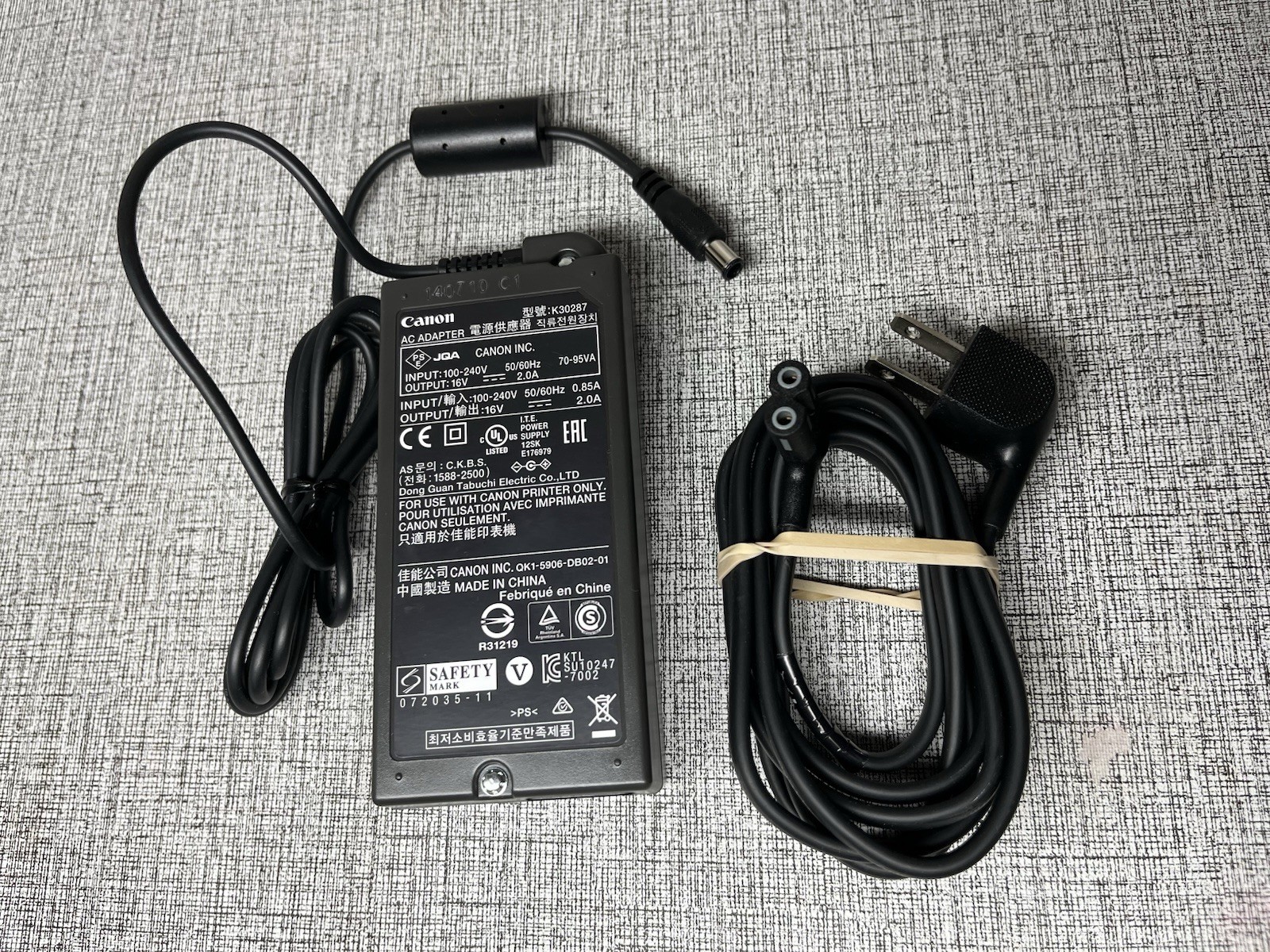 Genuine Canon AC Power Adapter K30287 w/Cord For Canon Pixma iP100 Printer