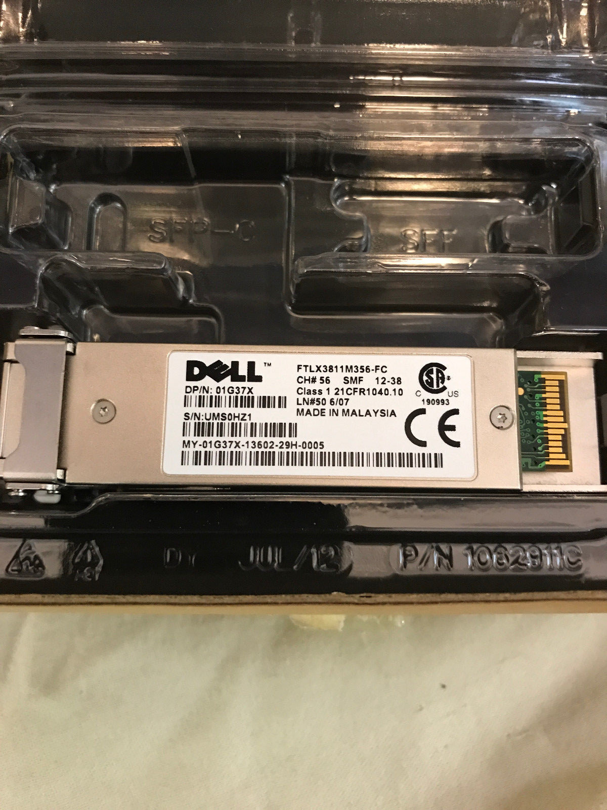 Dell 01G37X Force10 GP-XFP-W56 Finisar FTLX3811M356-FC Multi-Rate 10Gb 80km DWDM