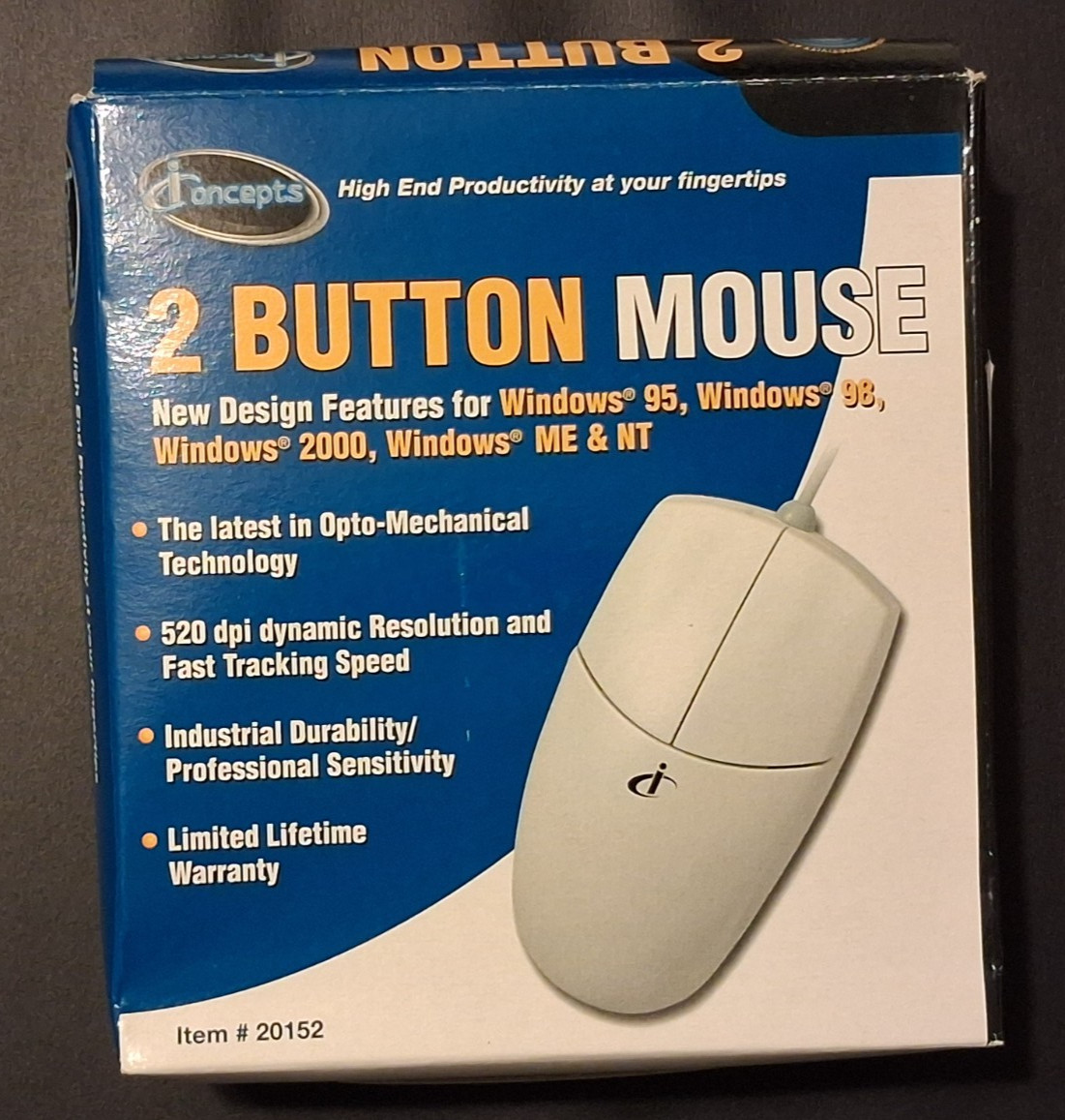 iConcepts 2 Button PS/2 Mouse, Item 20152, Clean, Original Box *FAST SHIPPING*