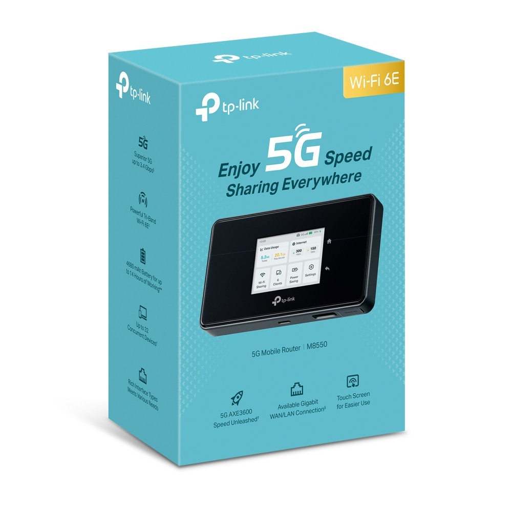 TP-Link M8550 5G Mobile Wi-Fi 2880 Mbps at 6 GHz or 2880 Mbps at 5 GHz 688