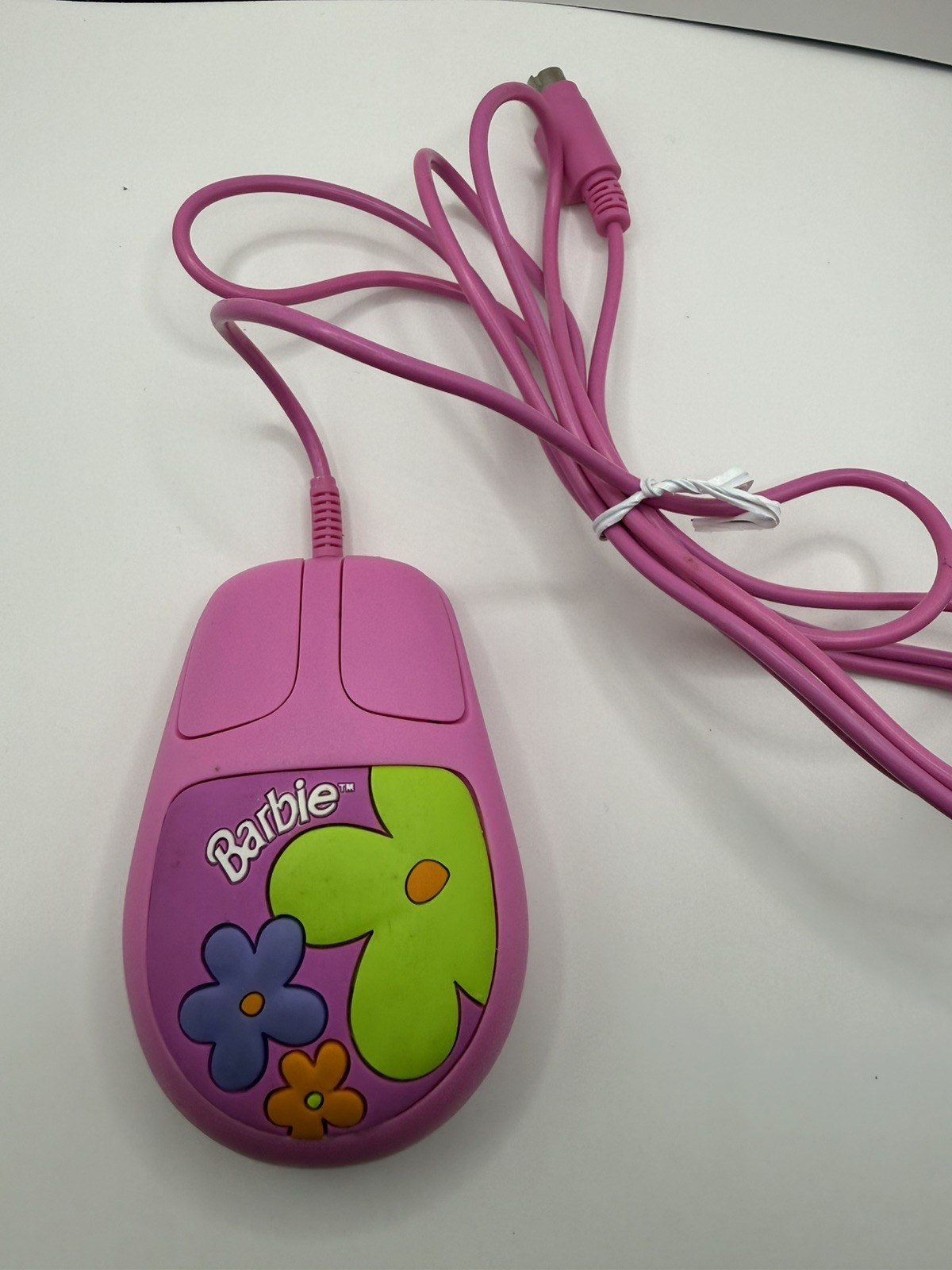 Barbie by Mattel Computer PS/2 Style Mouse Pink Vintage Collectible 1999 Flowers