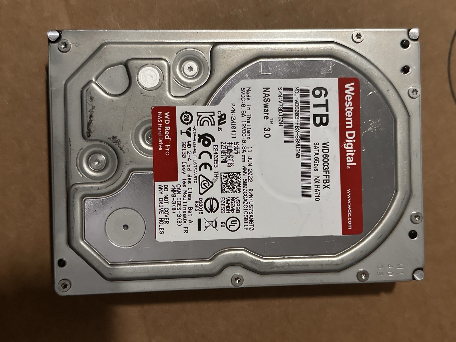 Western Digital 6tb SATA Hard Drive 3.5 