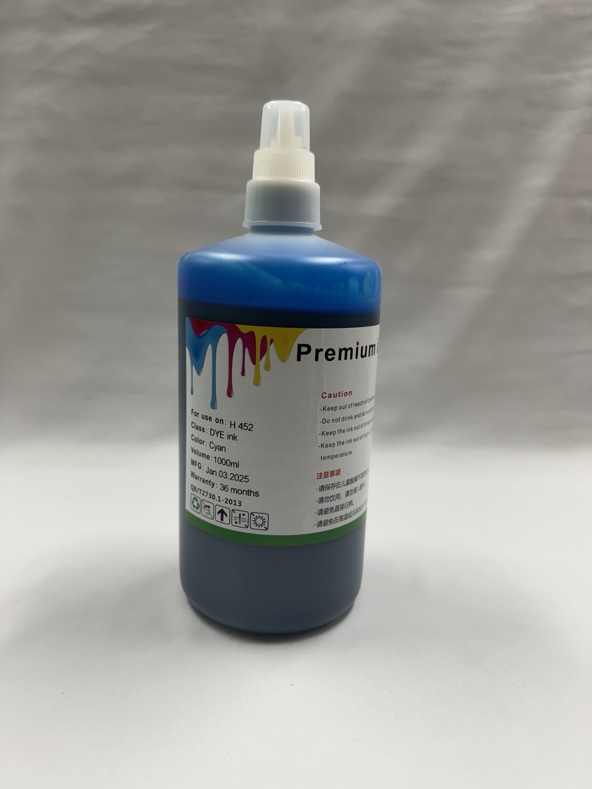 1000ml Premium Cyan Dye Refill Ink for HP PageWide Pro 452dw 452dn (H 452)