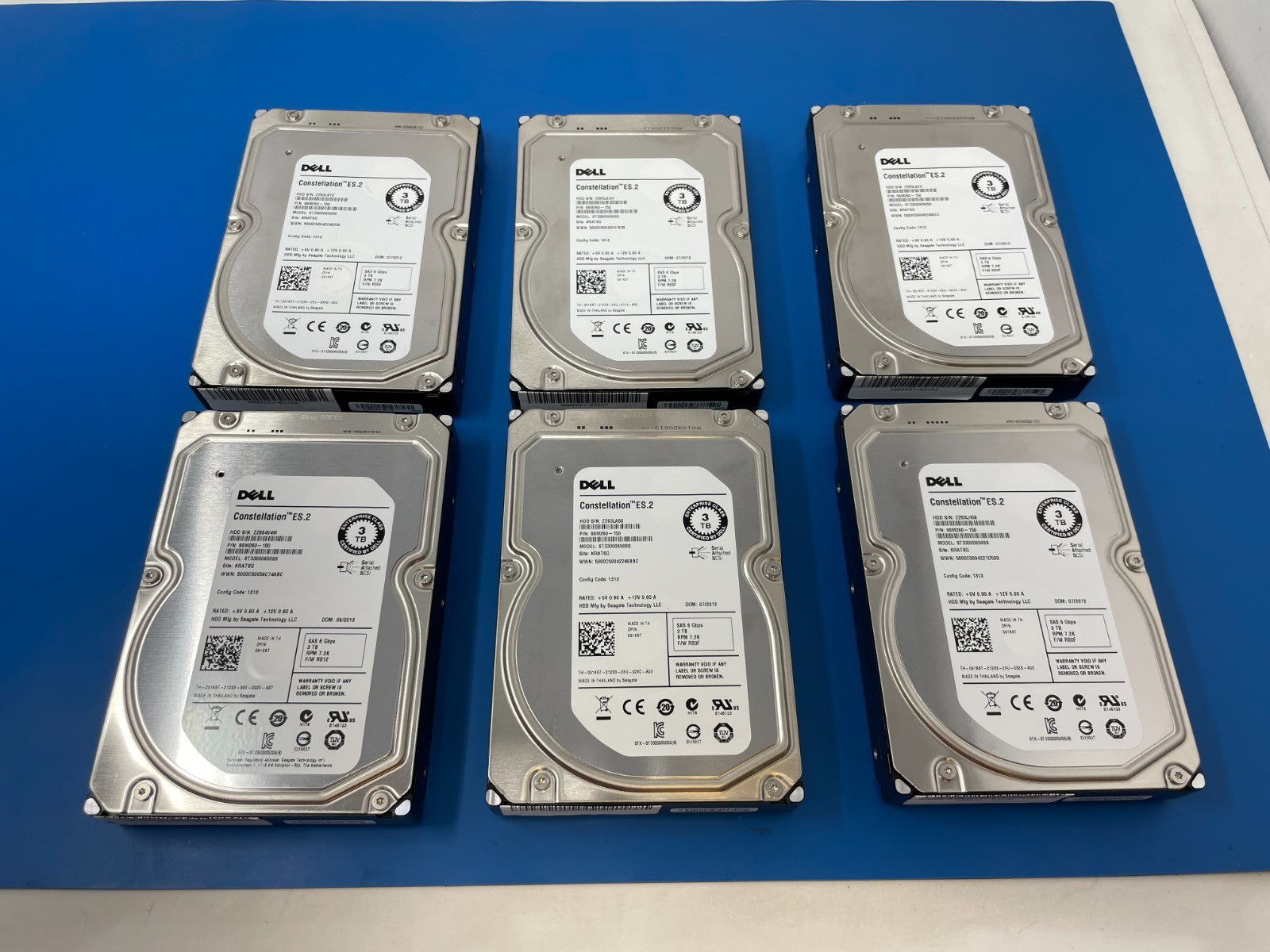 Lot of 6 Dell-branded Seagate ES.2  3TB HDD | Tested, 6Gb/s SAS ST33000650SS
