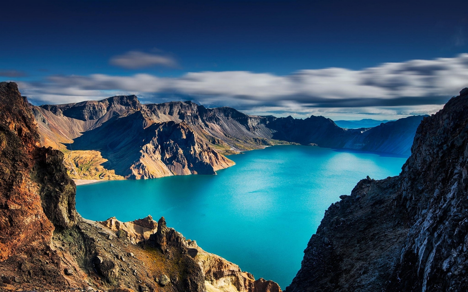 Landscape nature china mountains lake morning clouds Custom Gaming Mat Desk