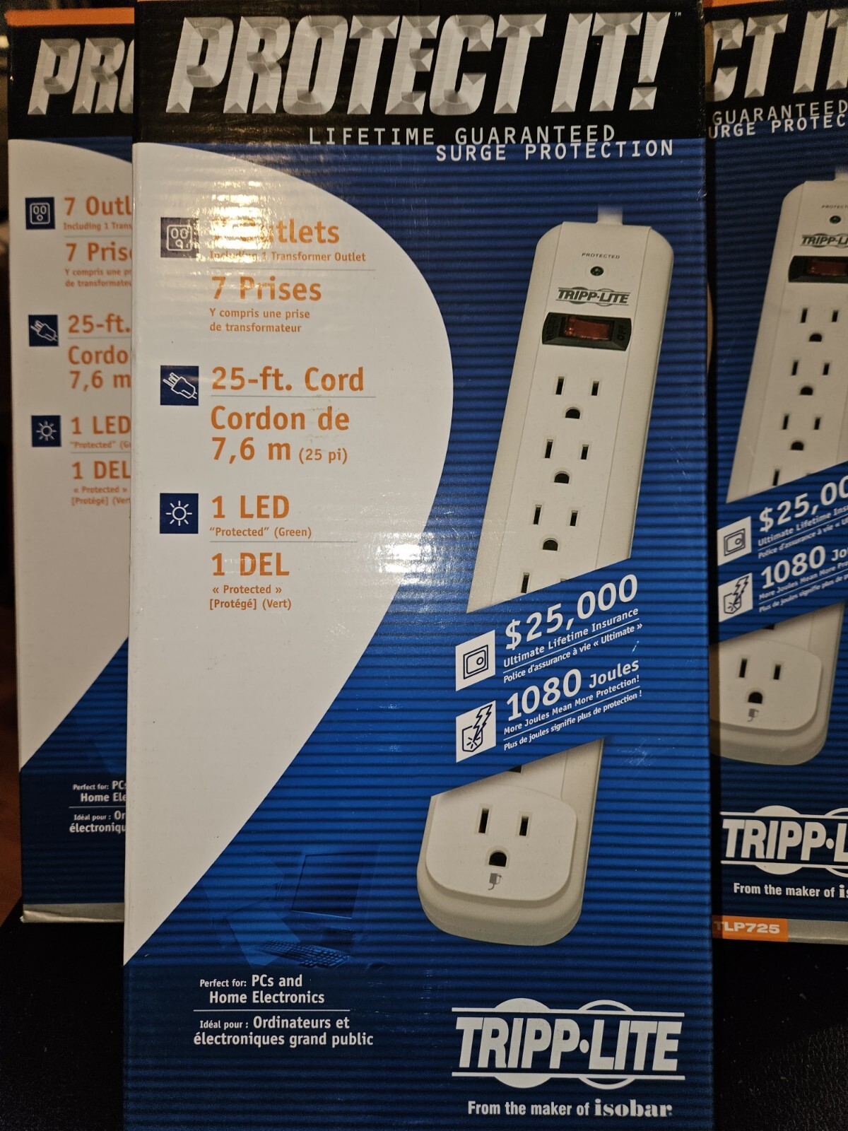LOT OF 3 TRIPP-LITE TLP725 SURGE PROTECTOR/POWER STRIP NIB