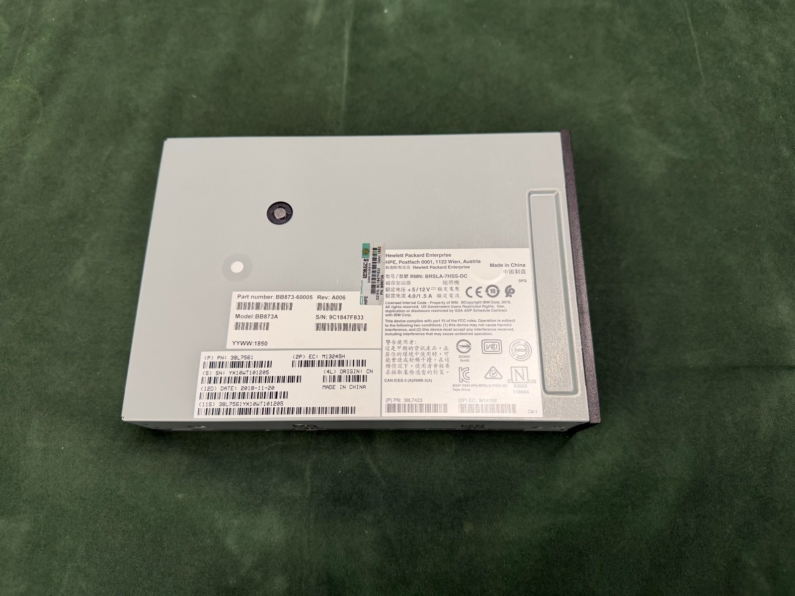 HPE LTO-7 ULTRIUM 15000 INTERNAL TAPE BB873A BB873-60005 38L7561 839697-001