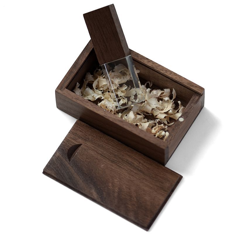 Custom Logo USB Flash Pendrive Wooden Box U Disk Memory Stick 4GB-128GB Storage