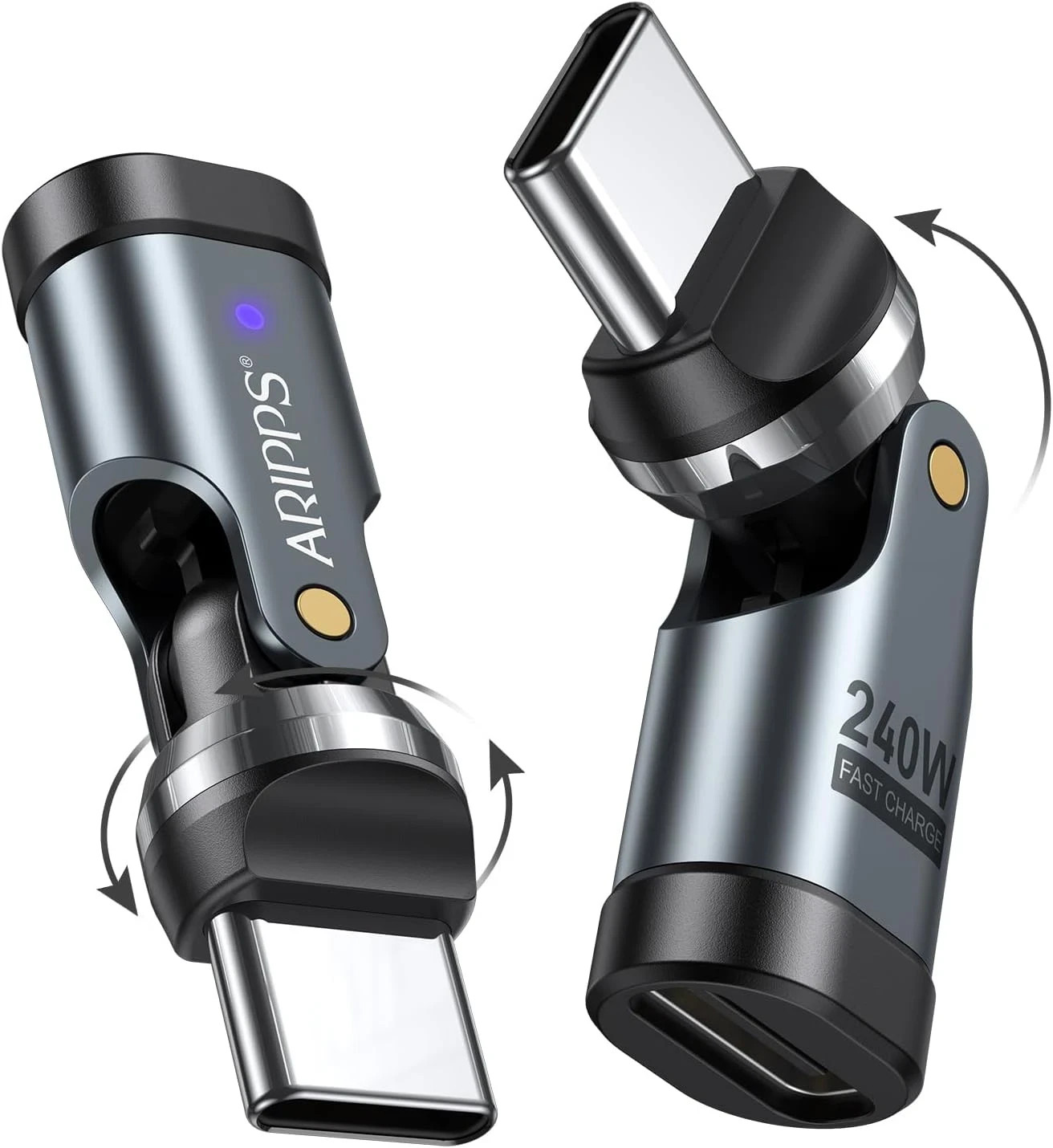 USB C Adapter [2-Pack], PD 240W USB C 90 Degree Adapter, USB Type C Right Angle