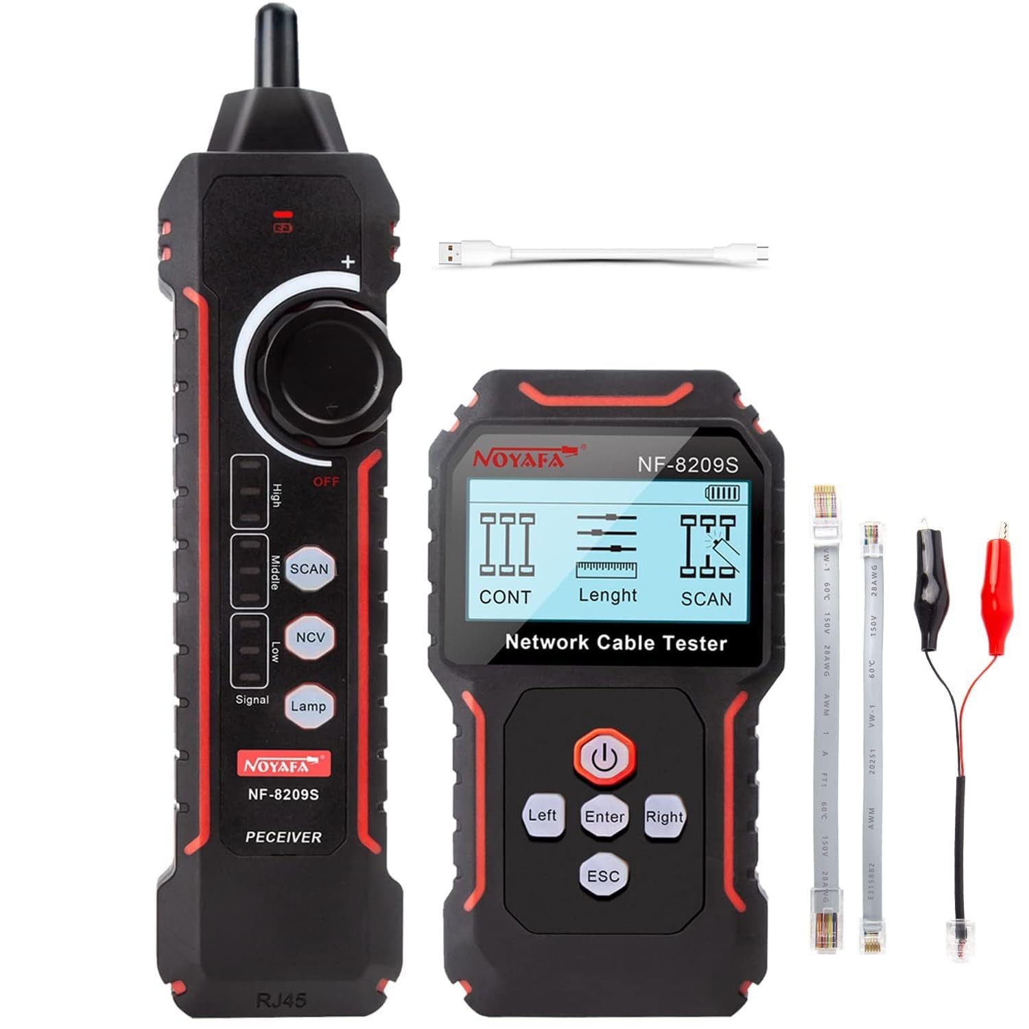 Professional Ethernet Cable Tester with Anti-Interference & Port Flashing Modes