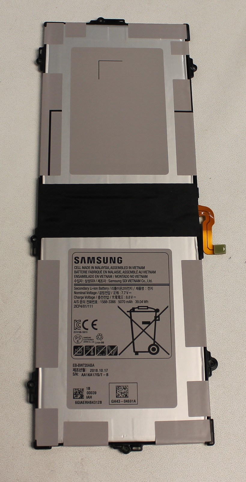 EB-BW720BA Samsung Battery 7.7V 5070mAh 39.04Wh XE520QAB GRADE A