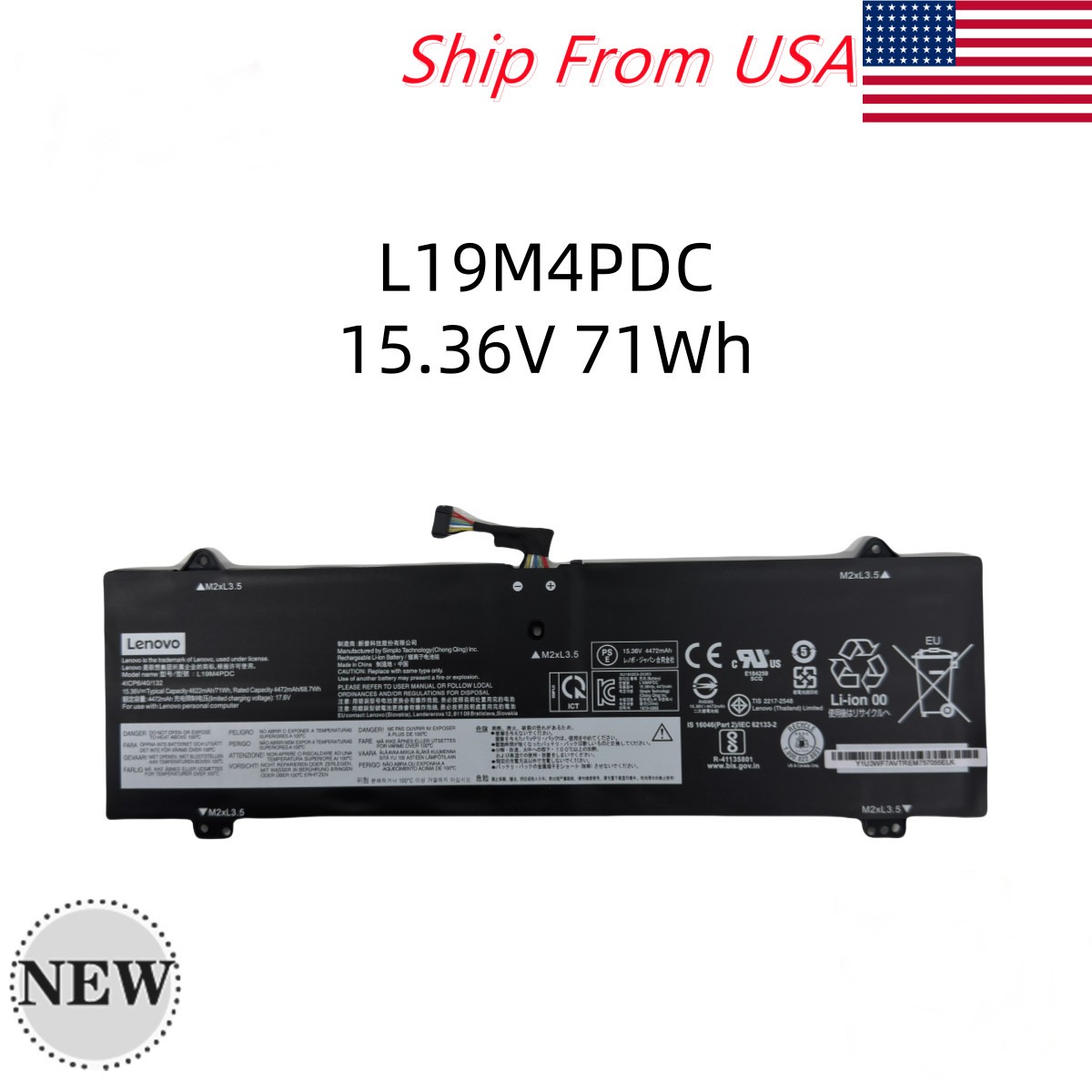 NEW OEM Genuine 71WH L19C4PDC L19M4PDC Battery For Lenovo Yoga 7-15ITL5 7-14ITL5