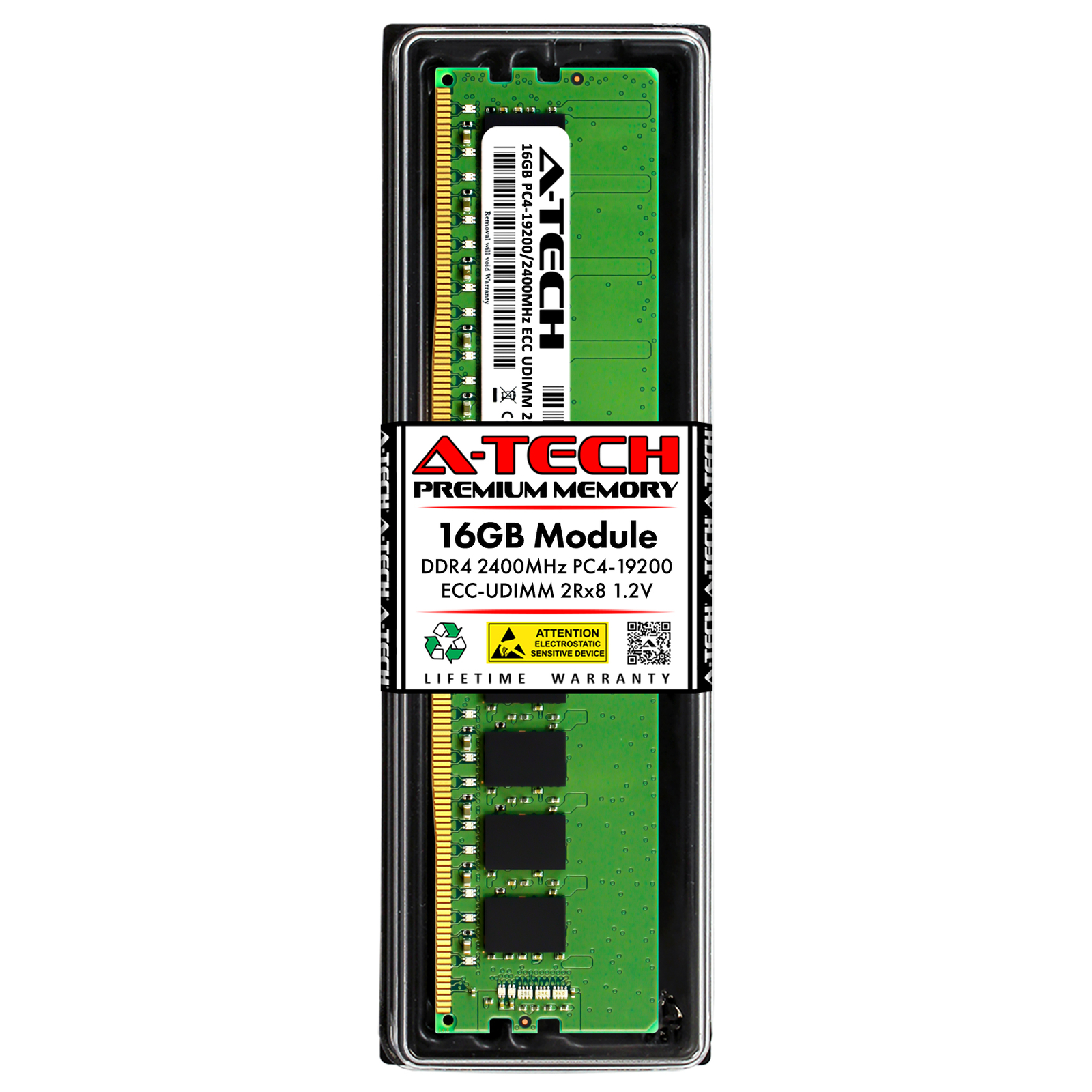 A-Tech 16GB 2Rx8 PC4-19200 ECC Unbuffered UDIMM DDR4 2400 MHz Server Memory RAM