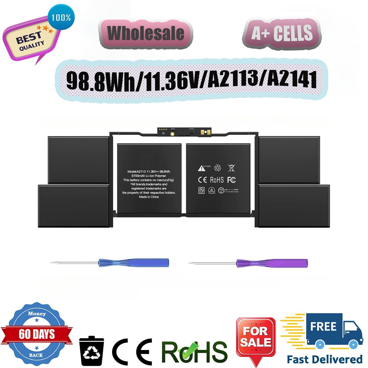 A2113 Battery for MacBook Pro Retina 16" Model A2141 2019 Year MVVL2LL/A US NEW